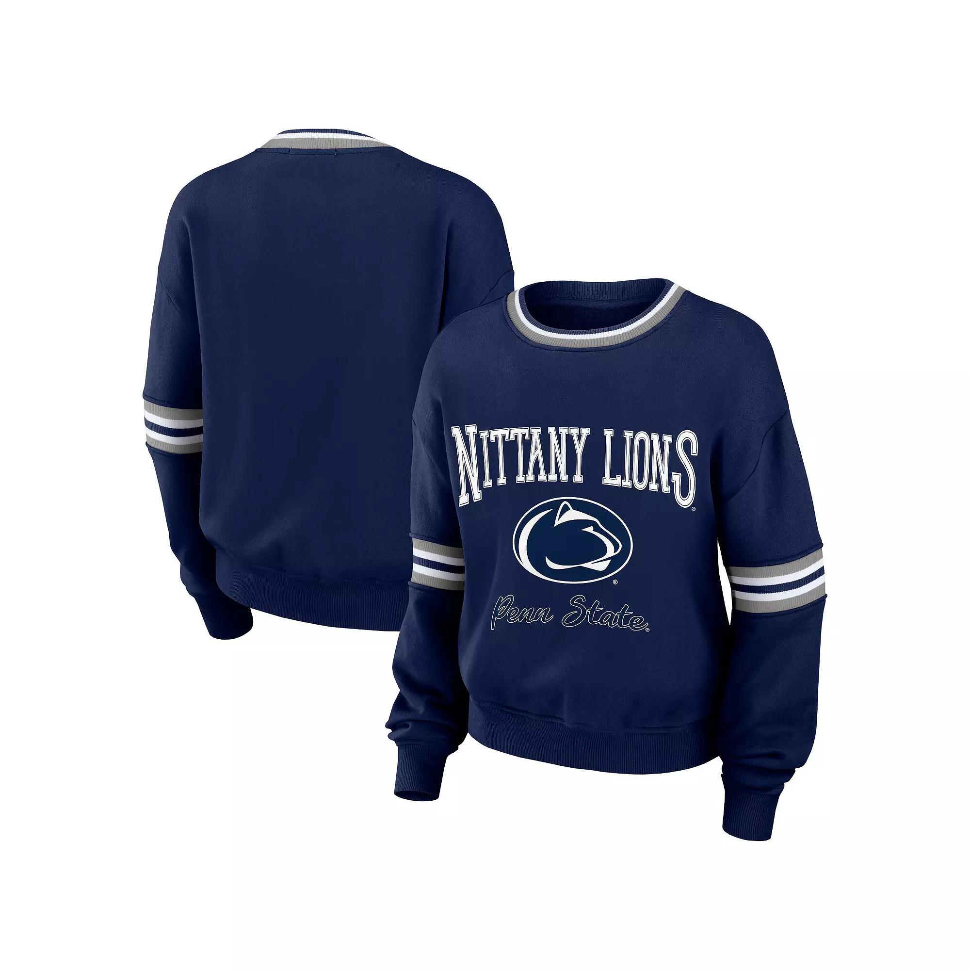 Women's WEAR by Erin Andrews Navy Penn State Nittany Lions Vintage Pullover Sweatshirt,  Product Image