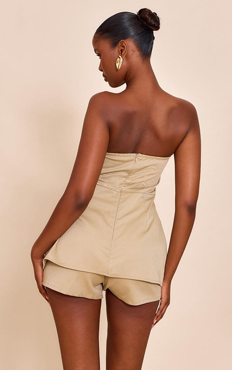 Clay Woven Bust Cup Detail Peplum Romper Product Image