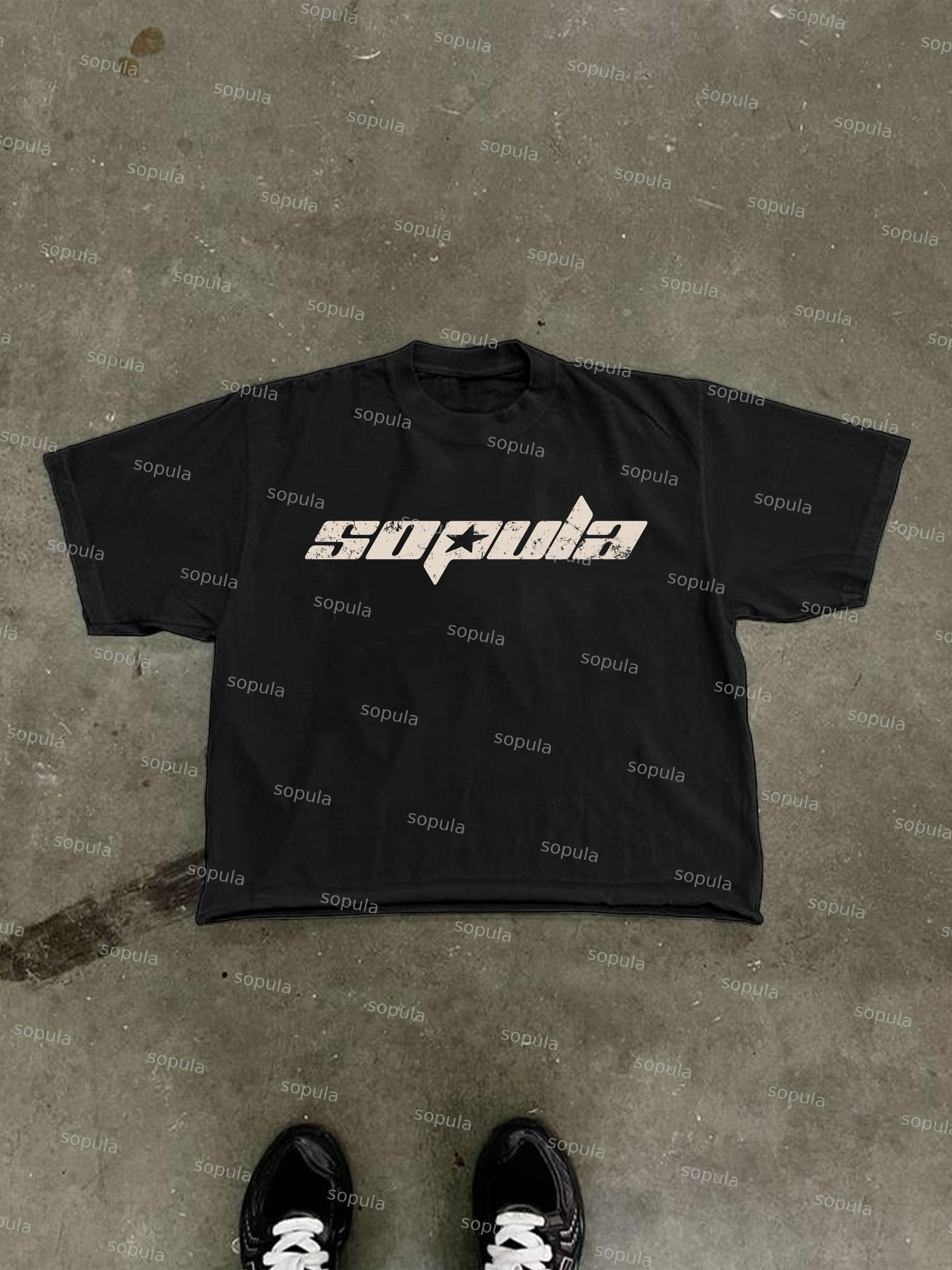 Sopula Basic Vintage Alphabet Graphic Cropped T-shirt Product Image