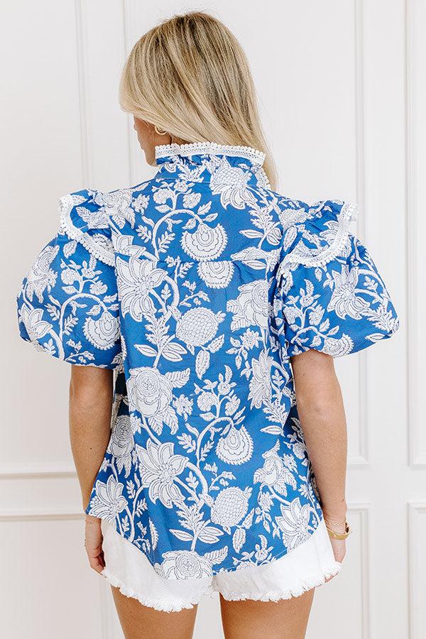 Sunday Chic Floral Top in Blue Product Image