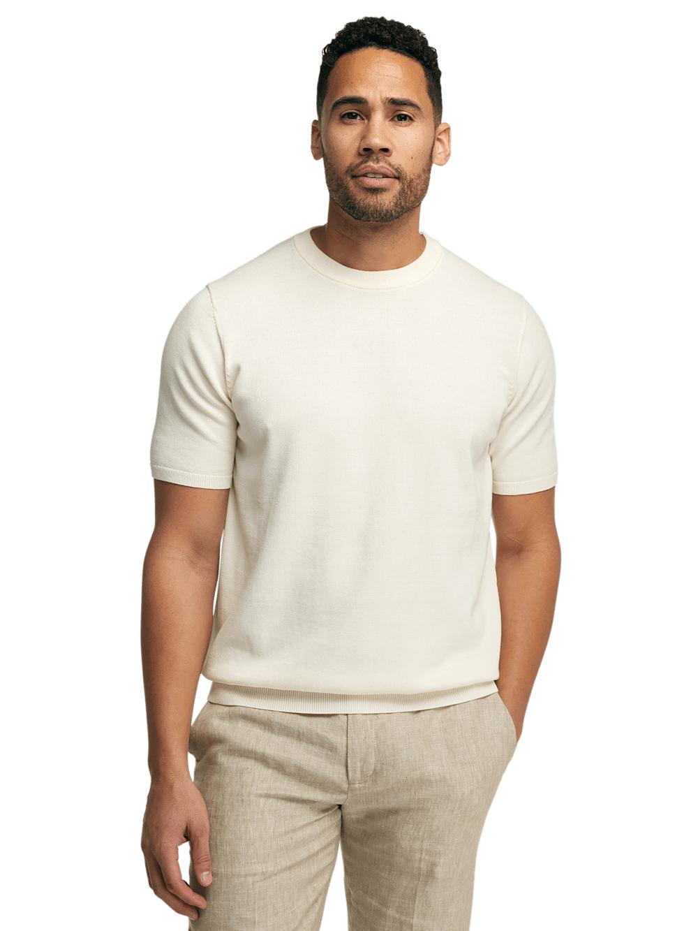 Supima Cotton Crew Neck Sweater - Off White Product Image