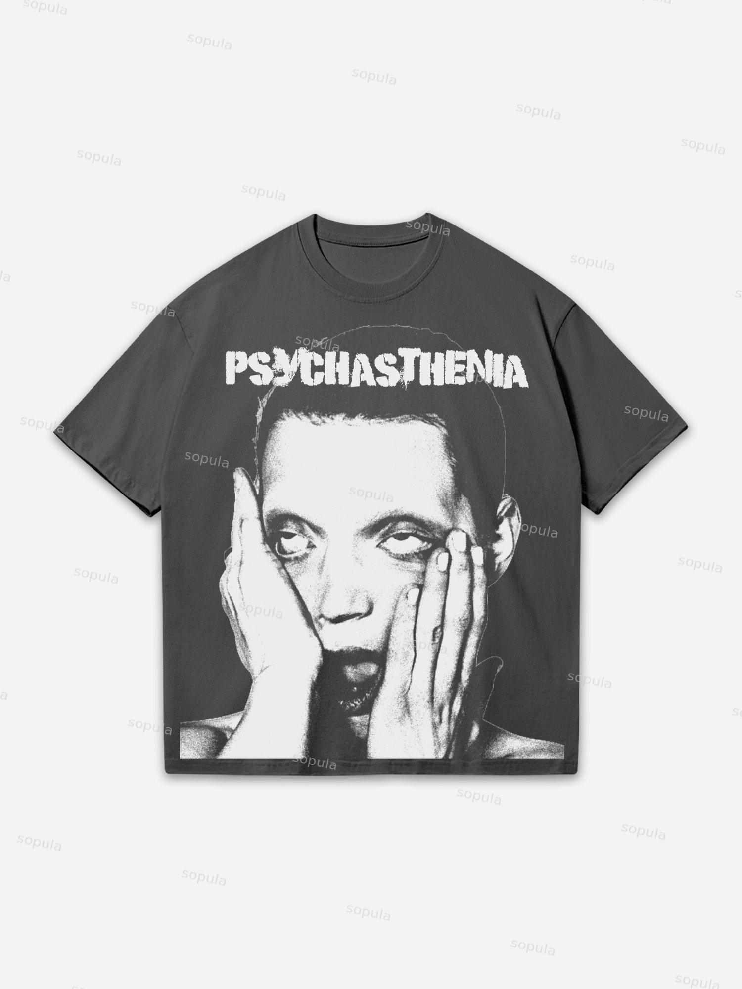 Mental Health Neurosis Vintage Graphic Oversized Cotton T-shirt Product Image