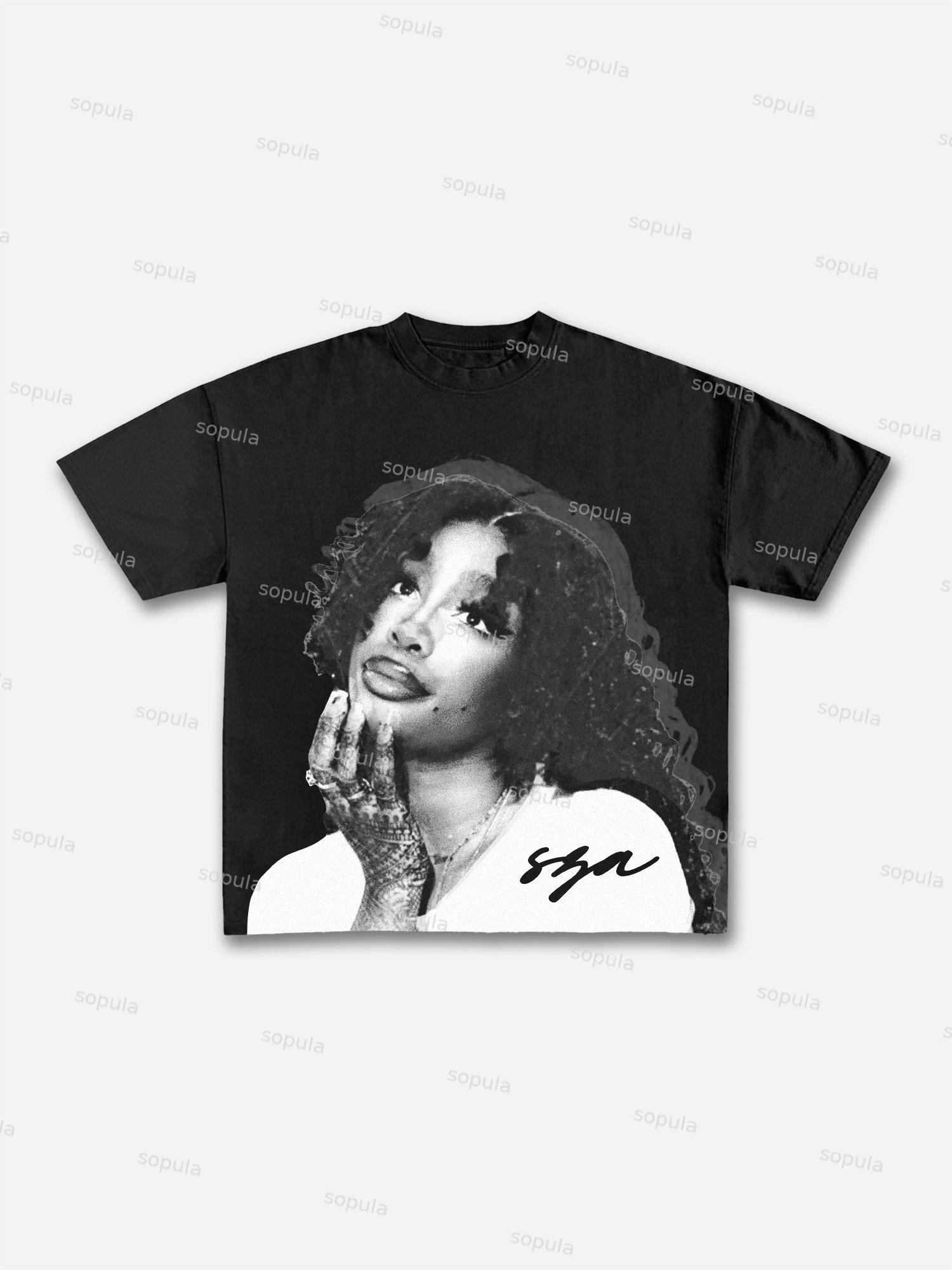 Vintage Sza Graphic Cotton T-shirt Product Image