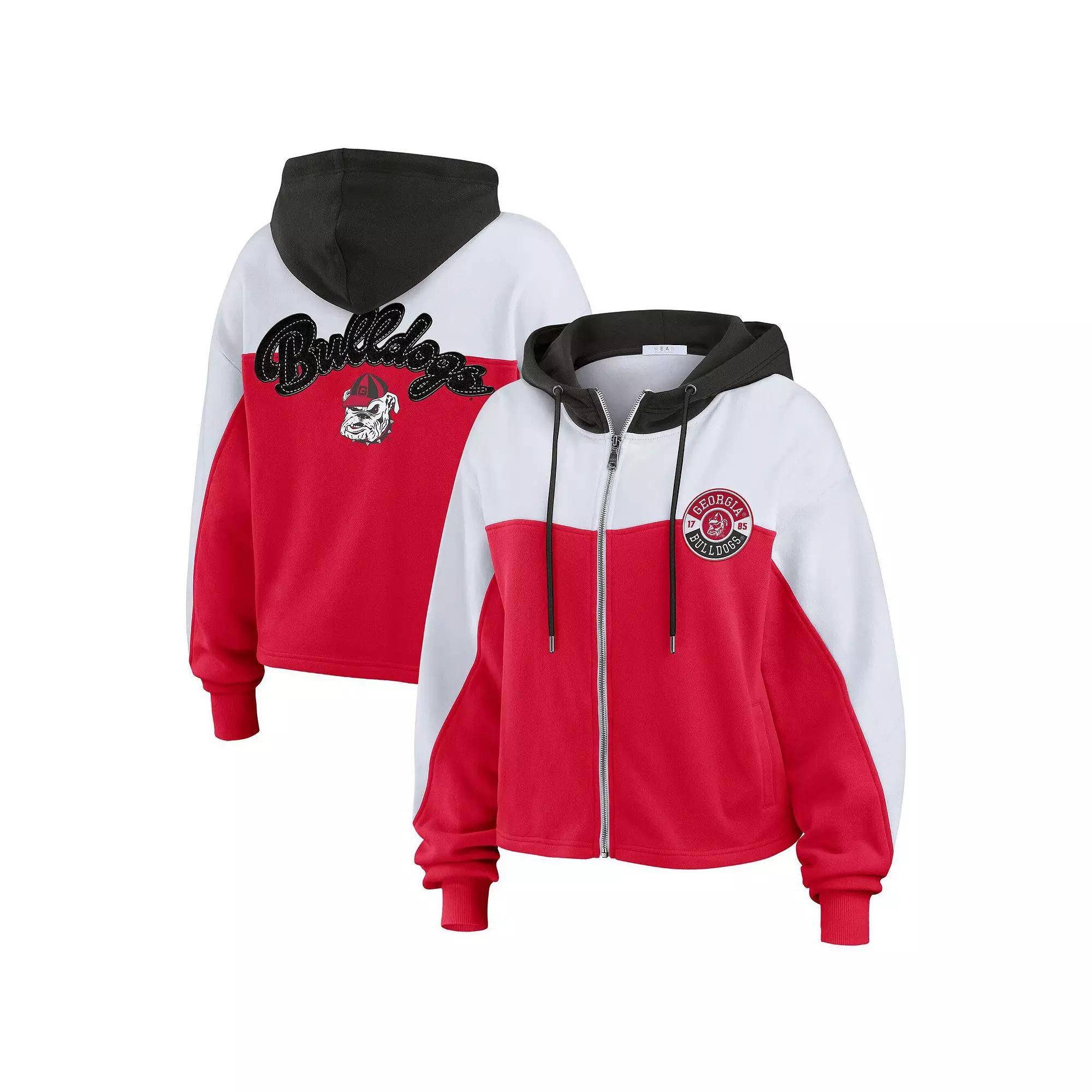 Women's WEAR by Erin Andrews Red Wisconsin Badgers Color-Block Full-Zip Hoodie, Size: Small Product Image