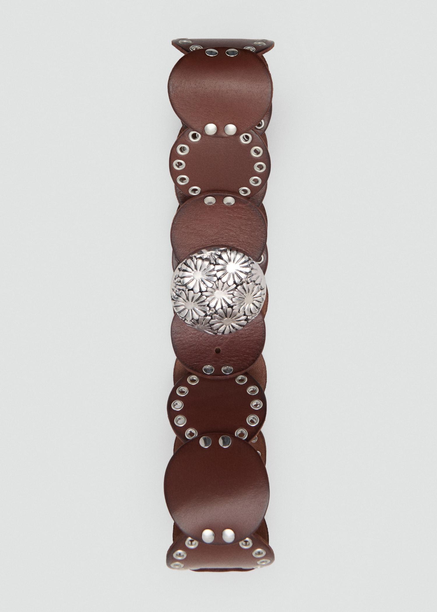 Studded leather belt - Women | MANGO USA Product Image