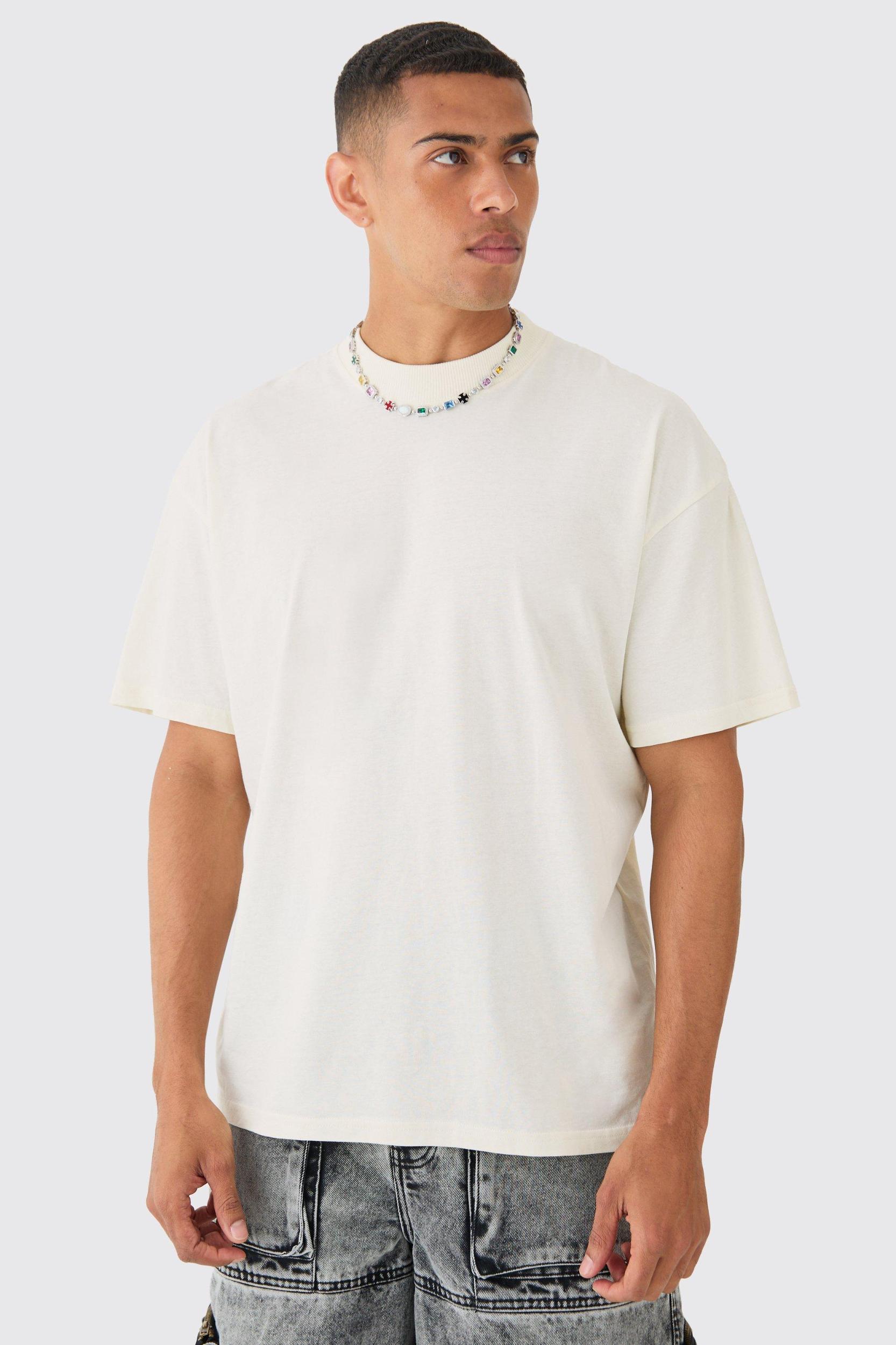 Oversized Boxy Extended Neck BHM Flame Back Print T-shirt | boohooMAN USA Product Image