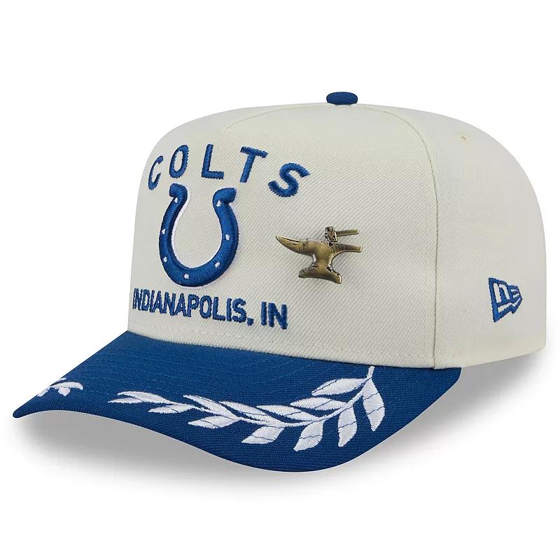 Men's New Era Cream/Royal Indianapolis Colts 2025 NFL Draft A-Frame 59FIFTY Fitted Hat, Size: 7 1/2, Beige Product Image