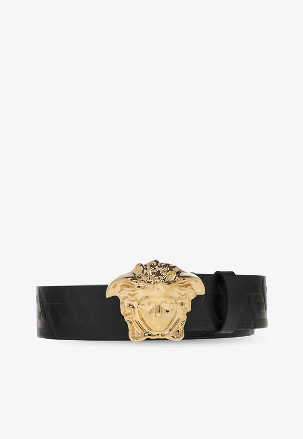 VERSACE La Medusa Leather Belt Man Belt Black Size 39.5 Calfskin Product Image