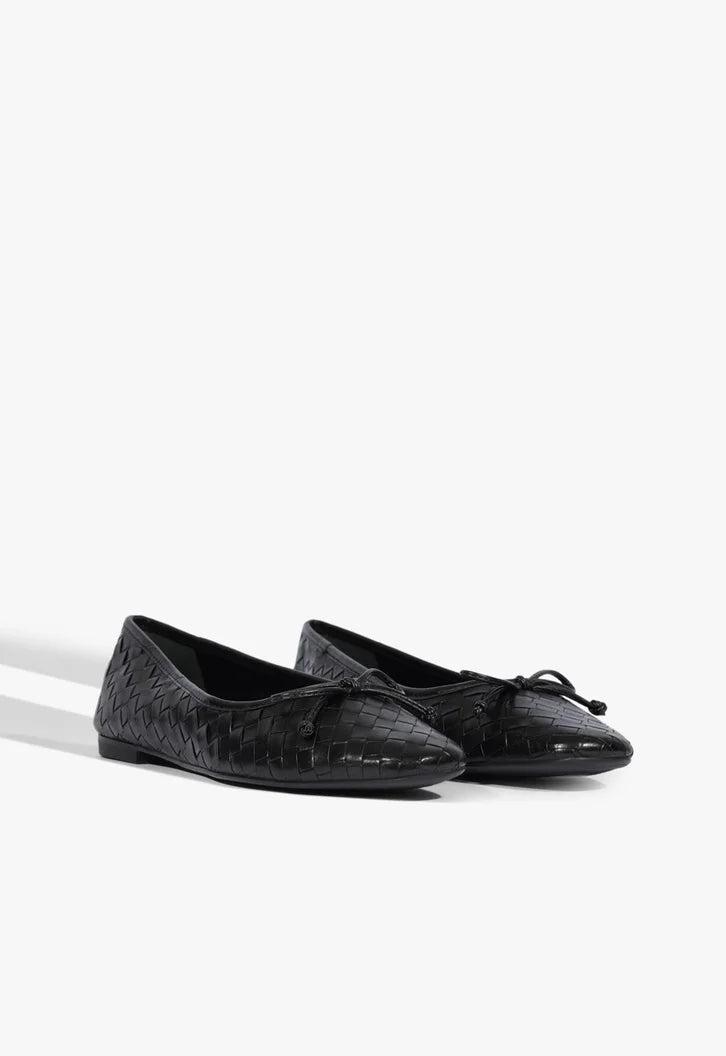 Arissa Black Leather Ballet Flat Product Image