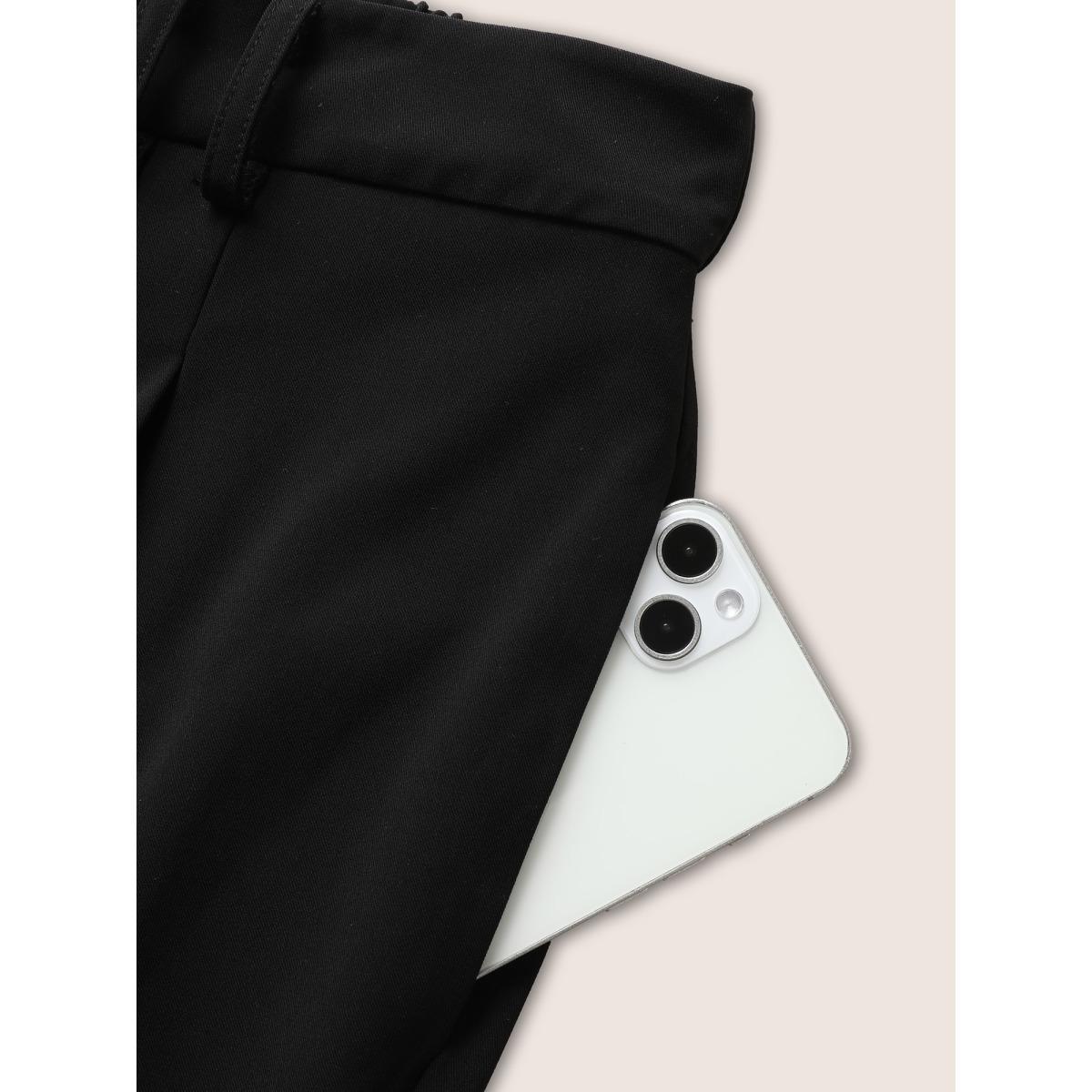 Plus Size High Rise Elastic Waist Straight Leg Pants Women Black At the Office Straight Leg High Rise Work Pants BloomChic 18-20/2X Product Image