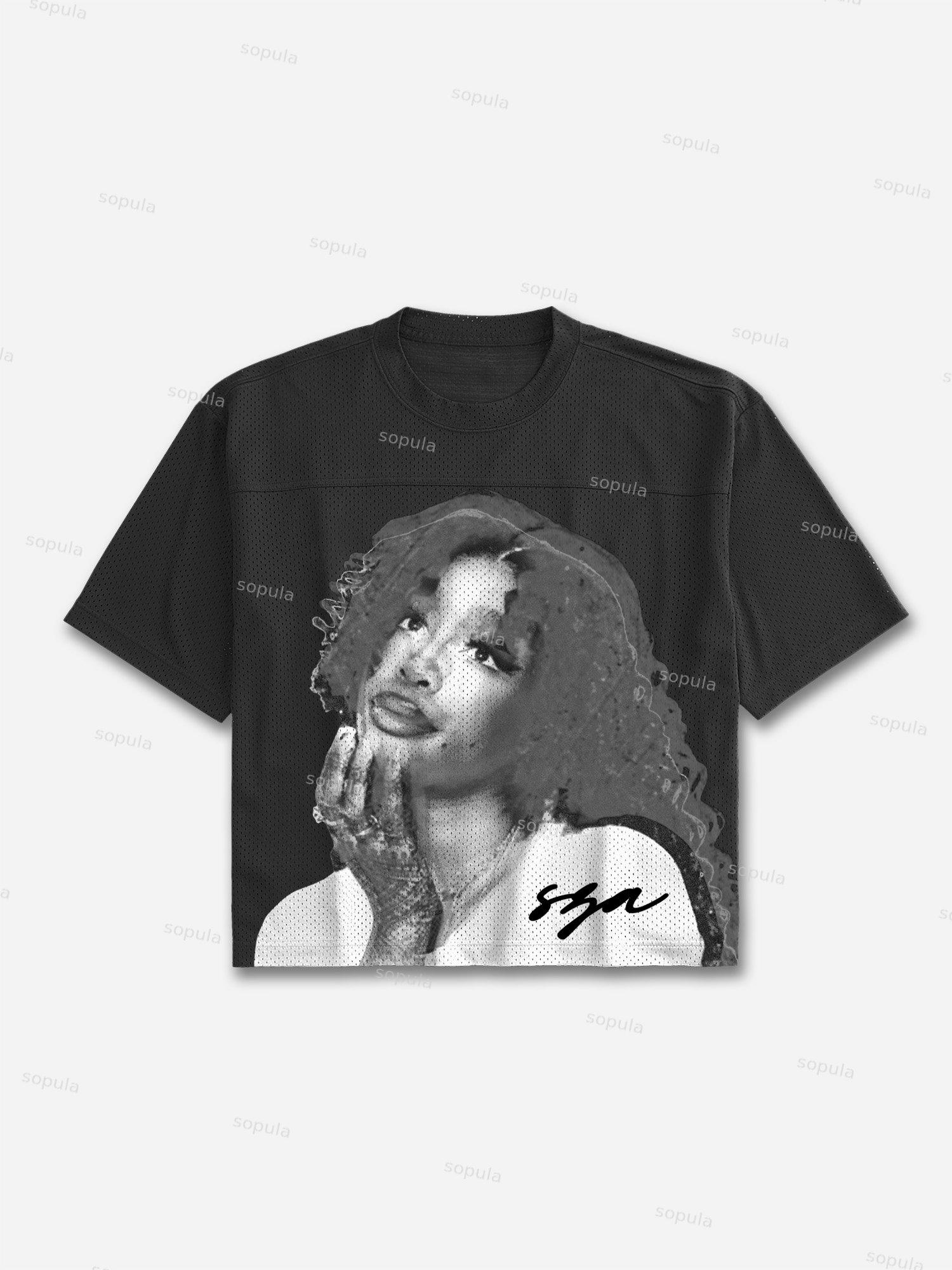 Vintage Sza Graphic Cropped Jerseys Mesh Tee Product Image