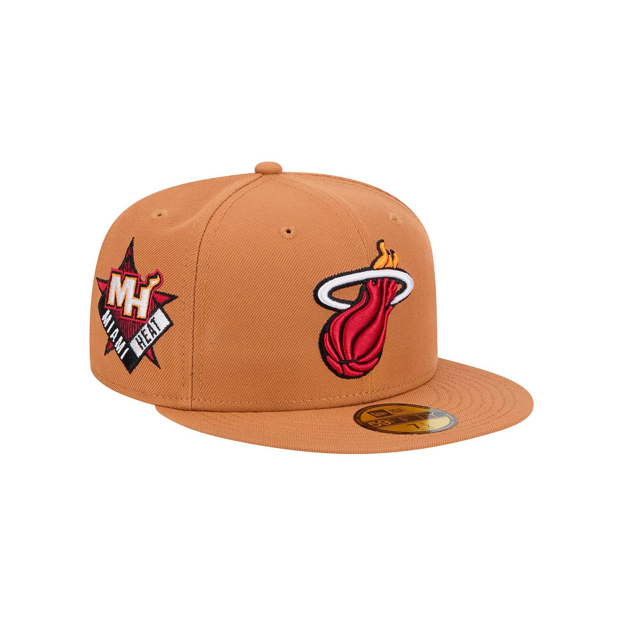 Men's New Era Tan Miami Heat Color Pack 59FIFTY Fitted Hat, Size: 7 1/4, Team Product Image