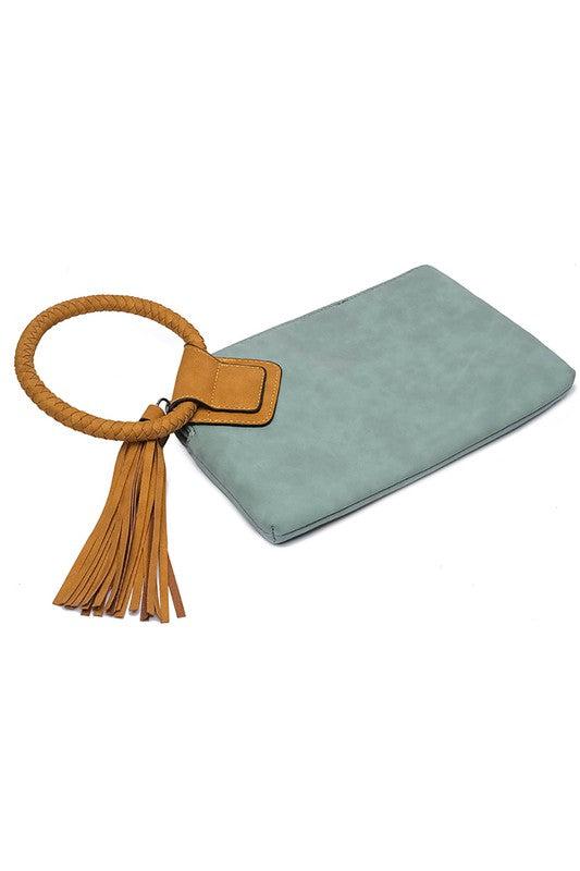 Fashion Cuff Handle Tassel Wristlet Clutch Product Image