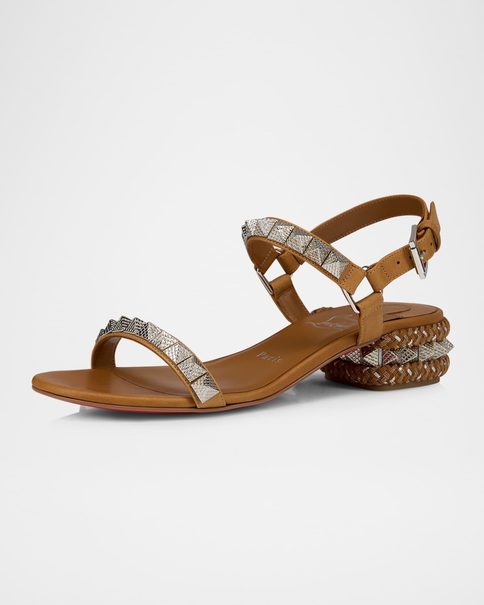 Leather Spike Ankle-Strap Sandals Product Image