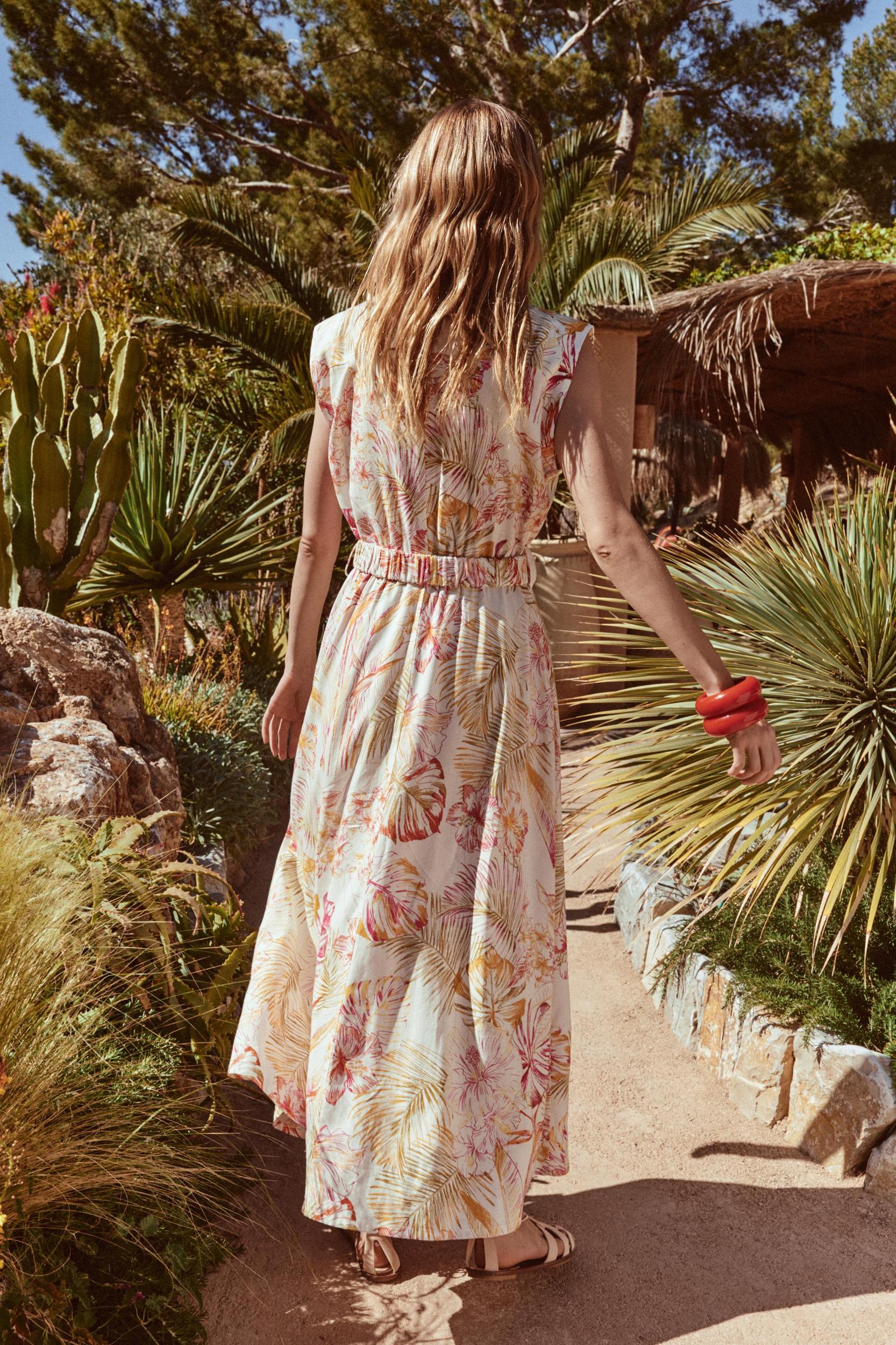 PRINTED LINEN MIDI DRESS Product Image