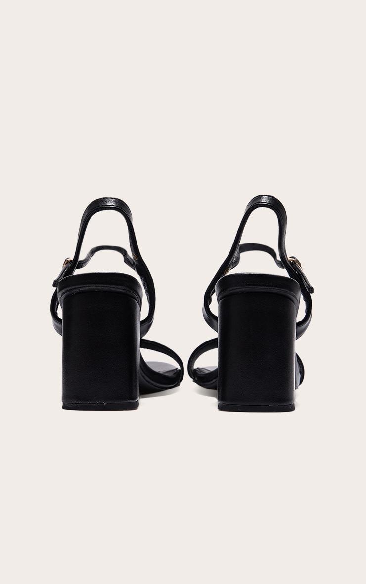 Black PU Basic Strap Detail Low Heeled Sandals Product Image