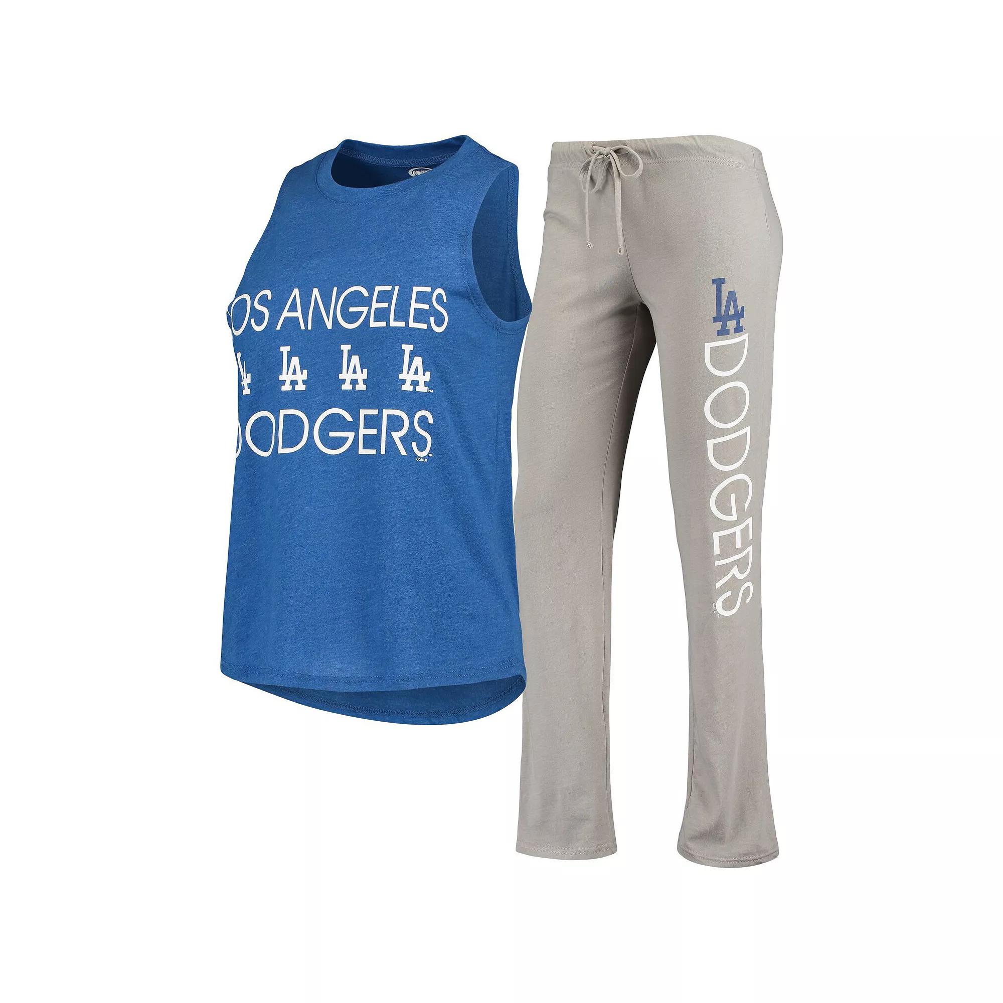 Women's Concepts Sport Gray/Royal Los Angeles Dodgers Meter Muscle Tank Top & Pants Sleep Set,  Product Image