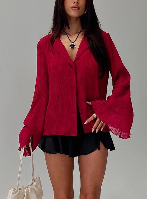 Selma Shirt Burgundy Product Image