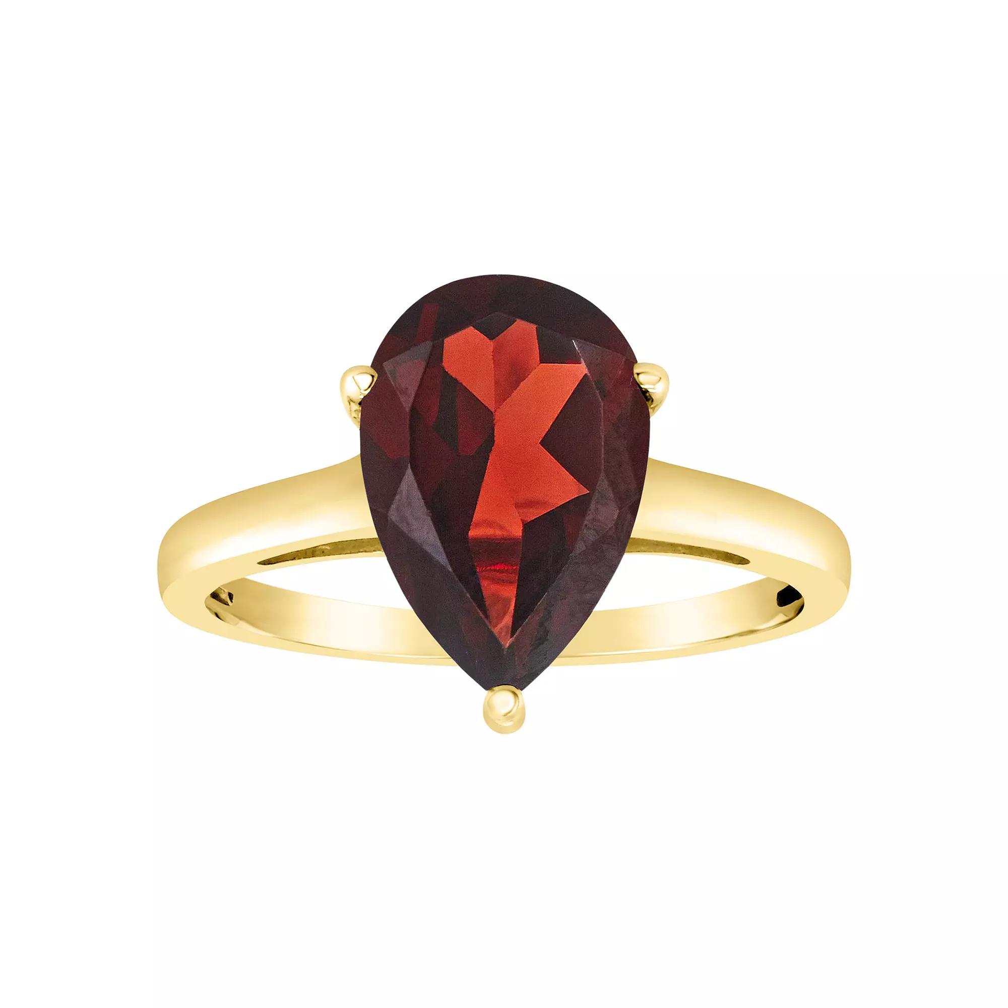 Alyson Layne 14k Gold Pear Cut Garnet Solitaire Ring, Women's, Size: 7 Product Image