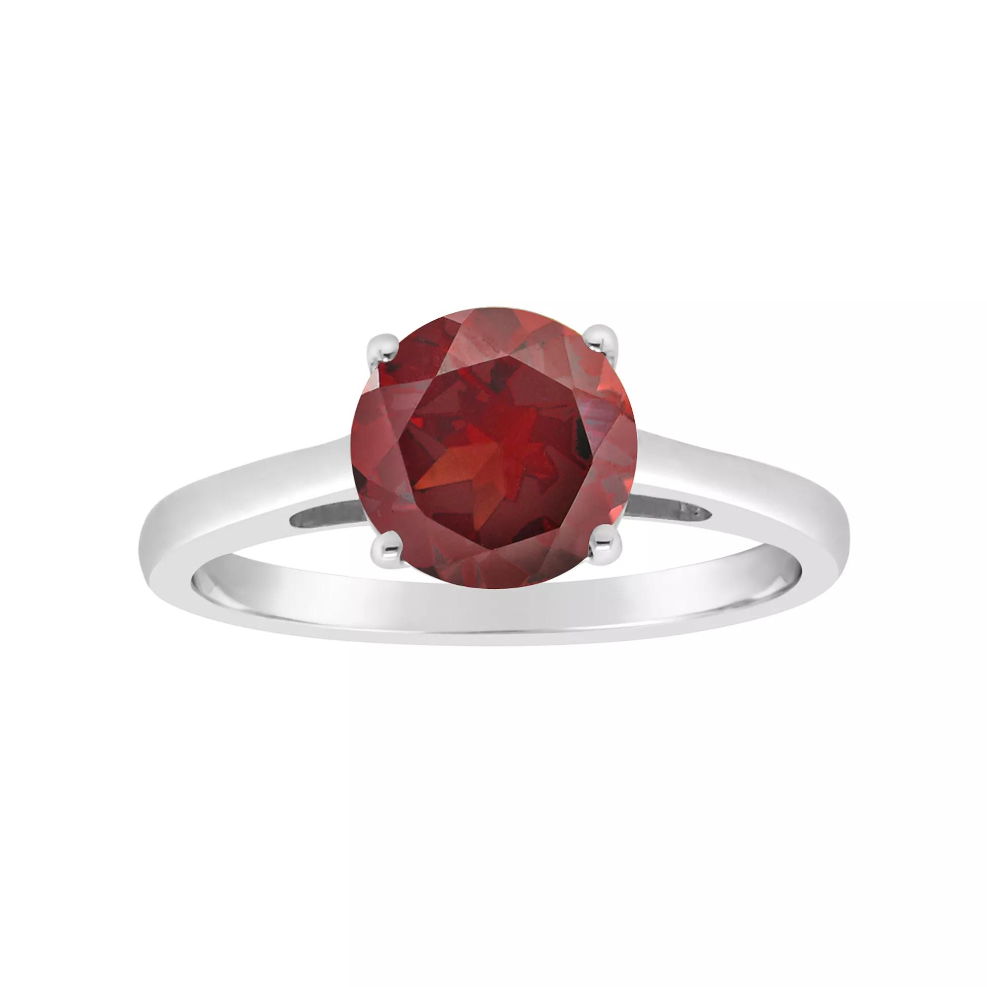 Alyson Layne 14k Gold Round Garnet Solitaire Ring, Womens Product Image