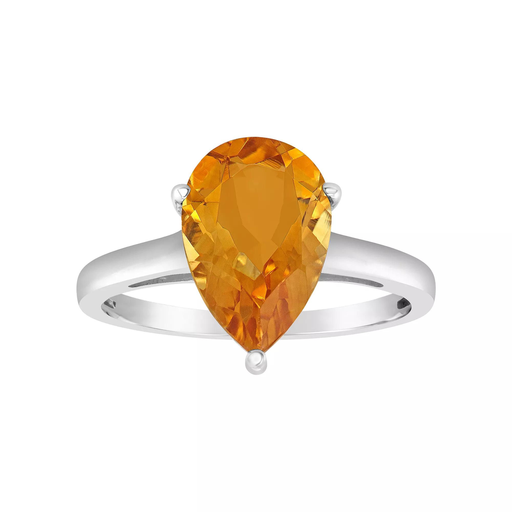 Alyson Layne 14k Gold Pear Cut Citrine Solitaire Ring, Women's, Size: 6 Product Image