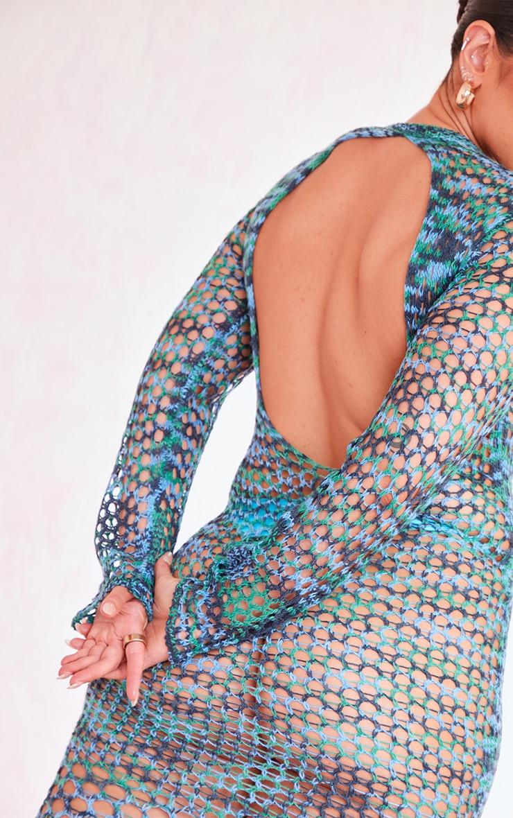 Plus Blue Open Back Knited Maxi Dress Product Image