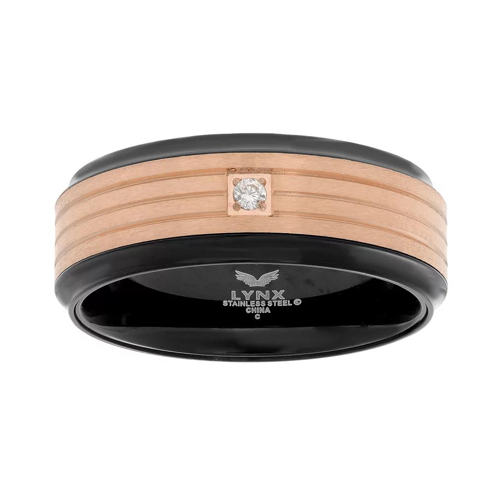 Mens LYNX Two Tone Stainless Steel Cubic Zirconia Ring Product Image