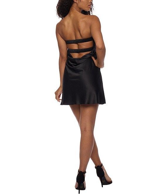 B. Darlin Charmeuse Strapless Twist Keyhole Front Skater Dress Product Image