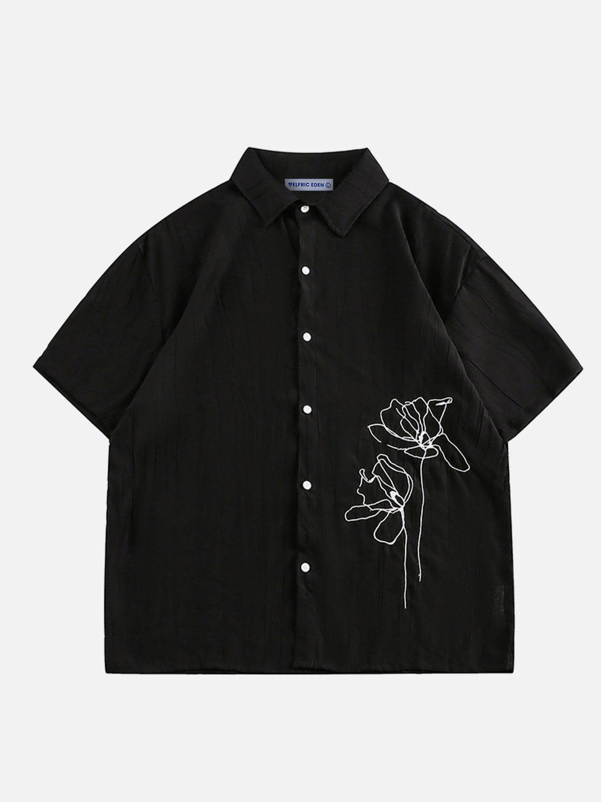 Aelfric Eden Texture Floral Embroidery Short Sleeve Shirt Product Image