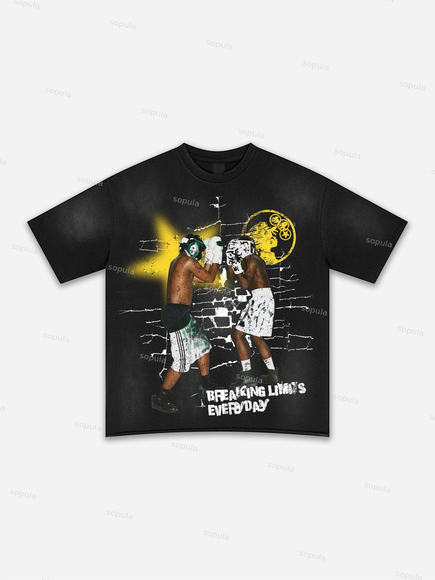 Street Goals Lip Braces Make Vintage Printed Graphic Washed T-shirt Product Image