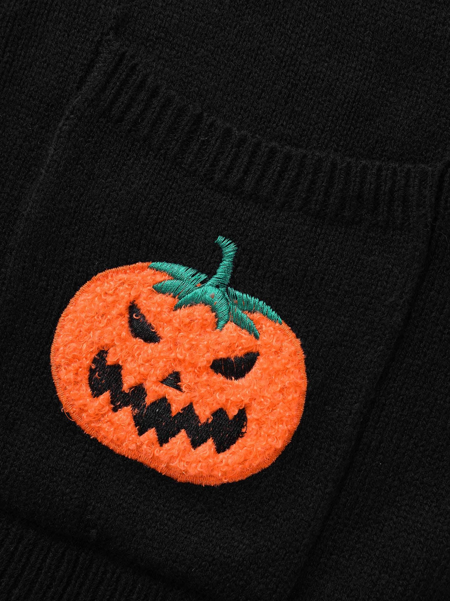 Pumpkin Ghost Embroidery Open Cardigan Female Product Image