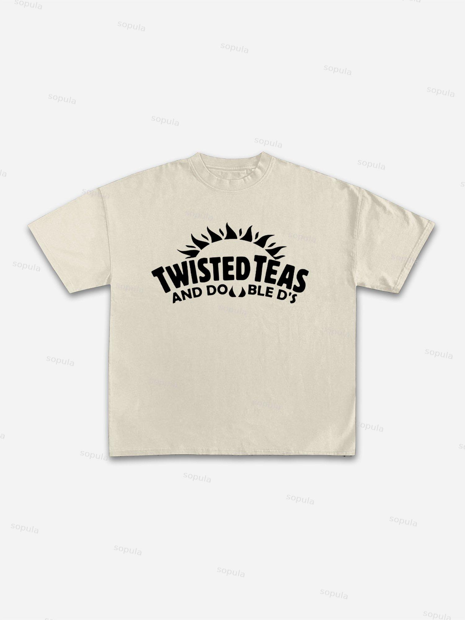 Twisted Teas And Double D's Graphic Casual Cotton T-shirt Product Image