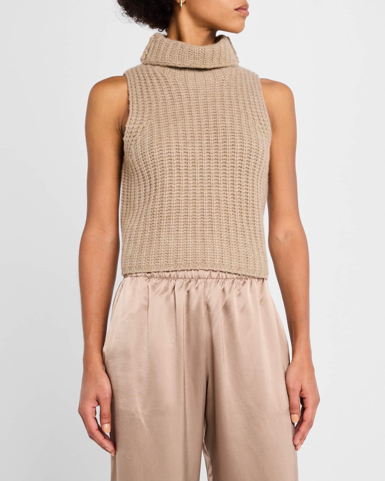 Cashmere Cropped Turtleneck Sweater Vest Product Image