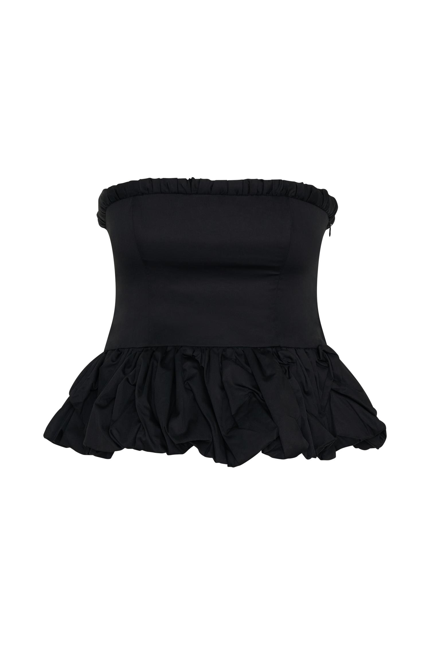 Cora Ruched Strapless Top - Black Product Image