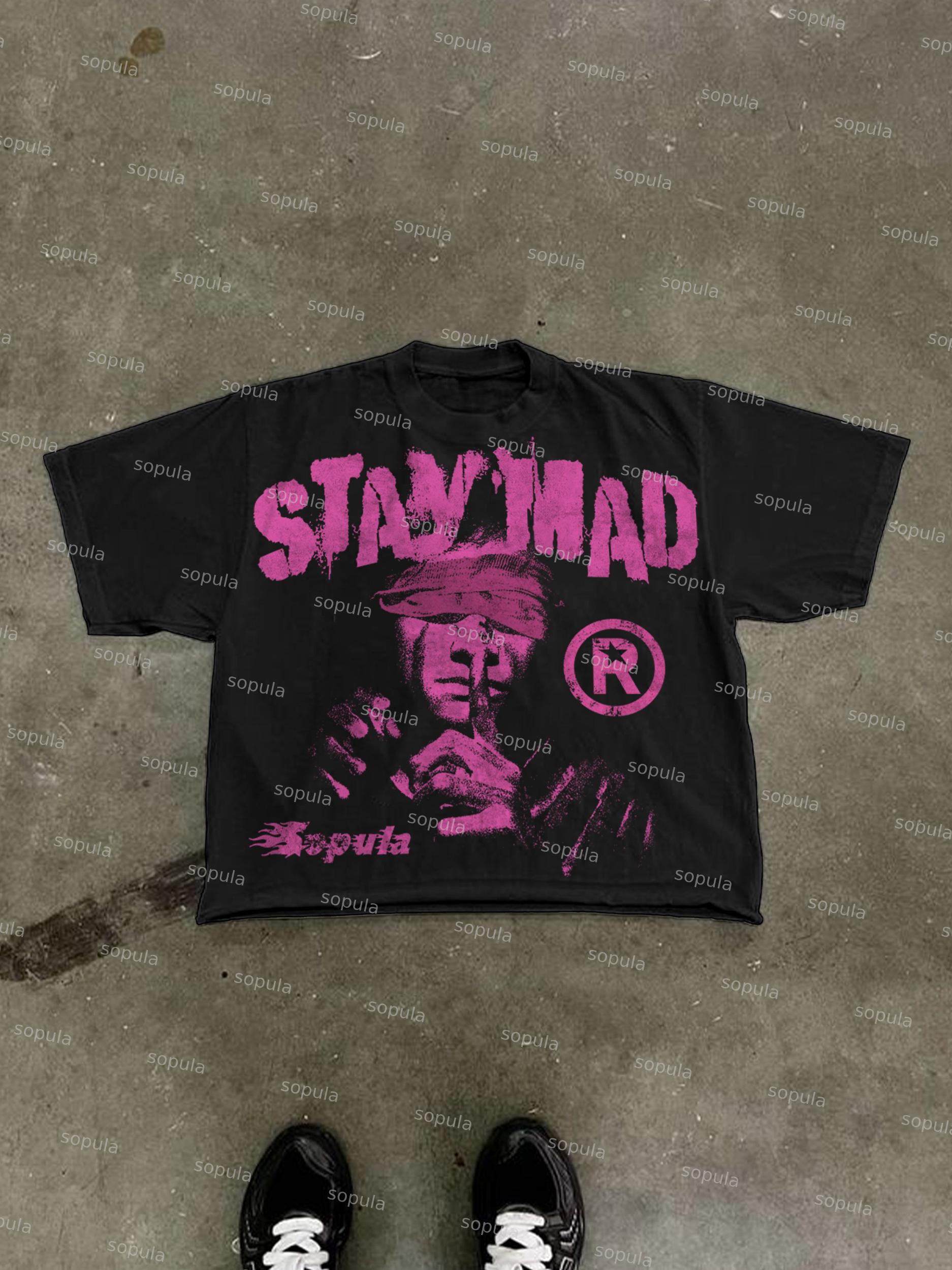 Stay Mad Vintage Figure Graphic Cropped T-shirt Product Image
