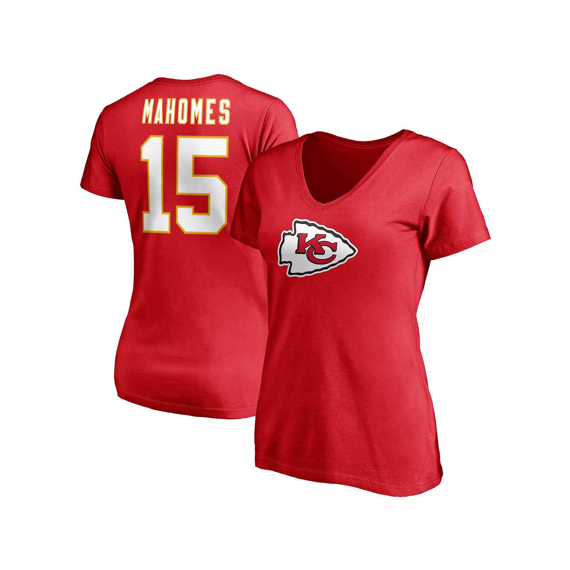 Women's Fanatics Branded Patrick Mahomes Red Kansas City Chiefs Player Icon Name & Number V-Neck T-Shirt, Size: Small Product Image