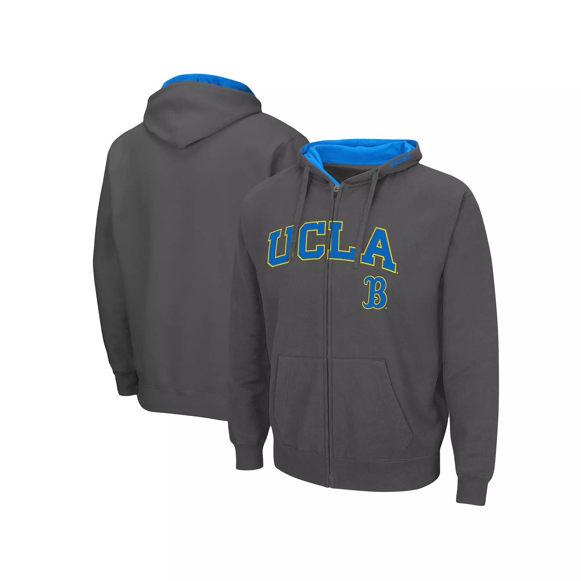 Men's Colosseum Charcoal UCLA Bruins Arch & Logo 3.0 Full-Zip Hoodie,  Product Image