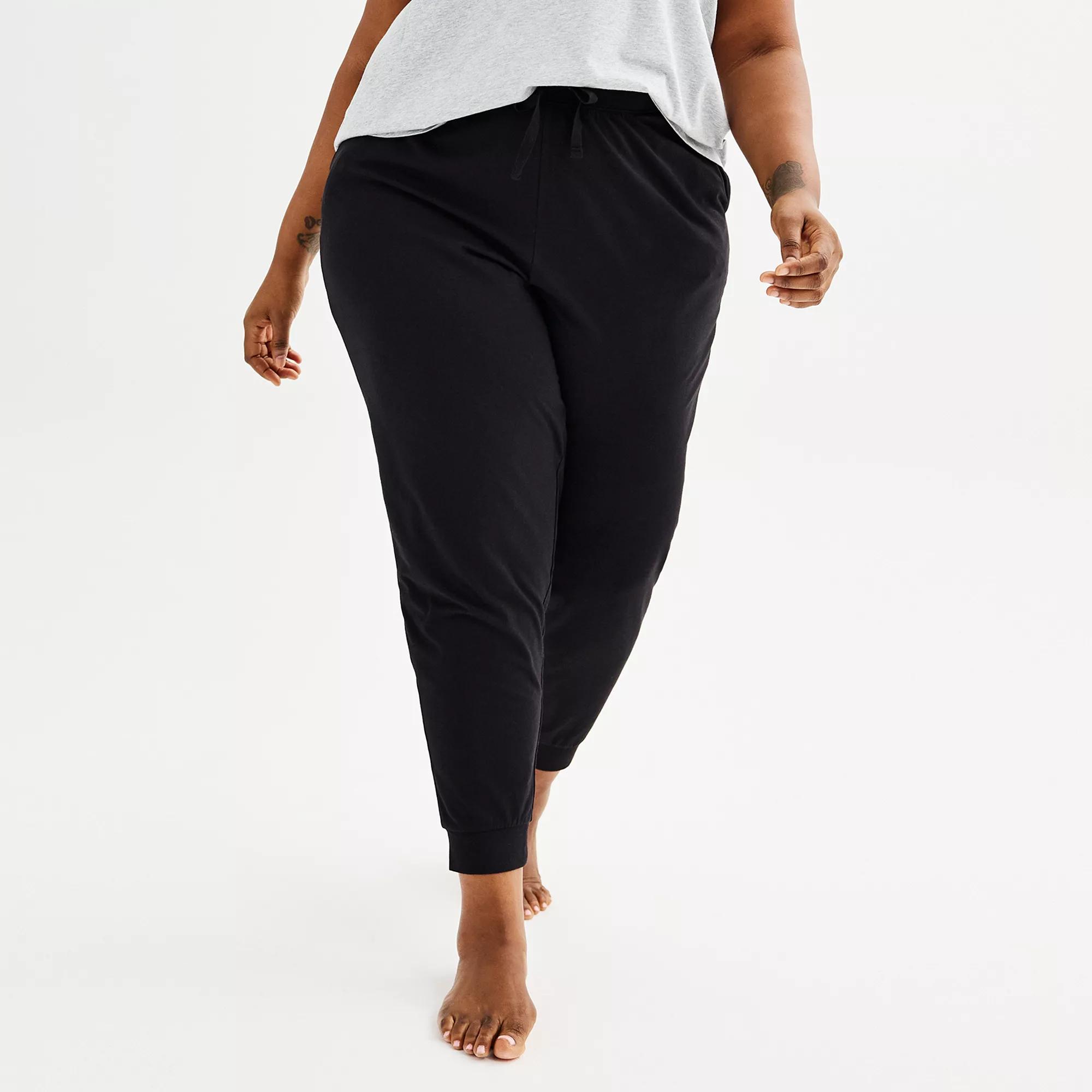 Plus Size Sonoma Goods For Life® Cotton Modal Cuffed Sleep Pants, Women's, Size: 1XL, Mineral Black Product Image