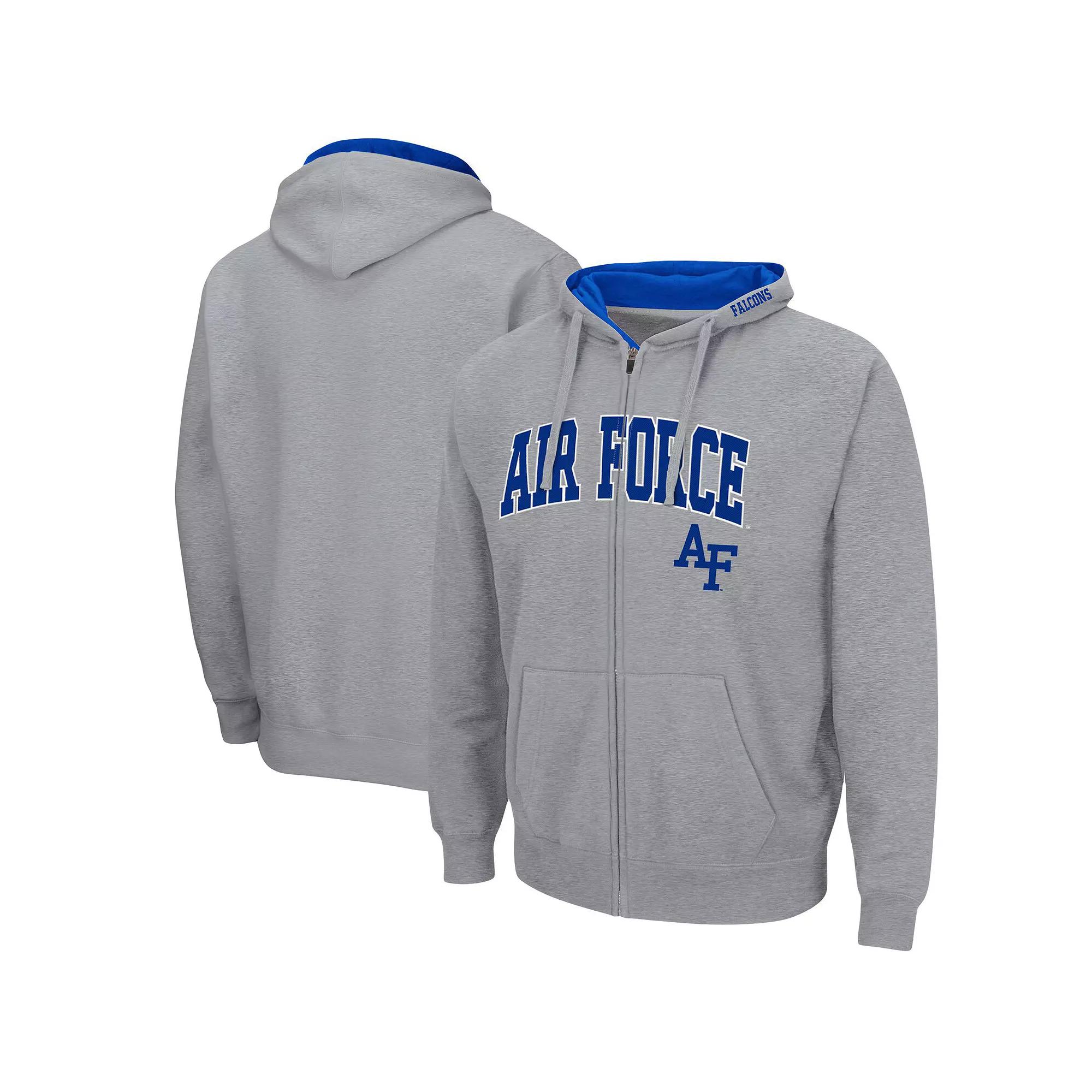 Men's Colosseum Heathered Gray Air Force Falcons Arch & Logo 3.0 Full-Zip Hoodie, Size: XL, Afa Grey Product Image