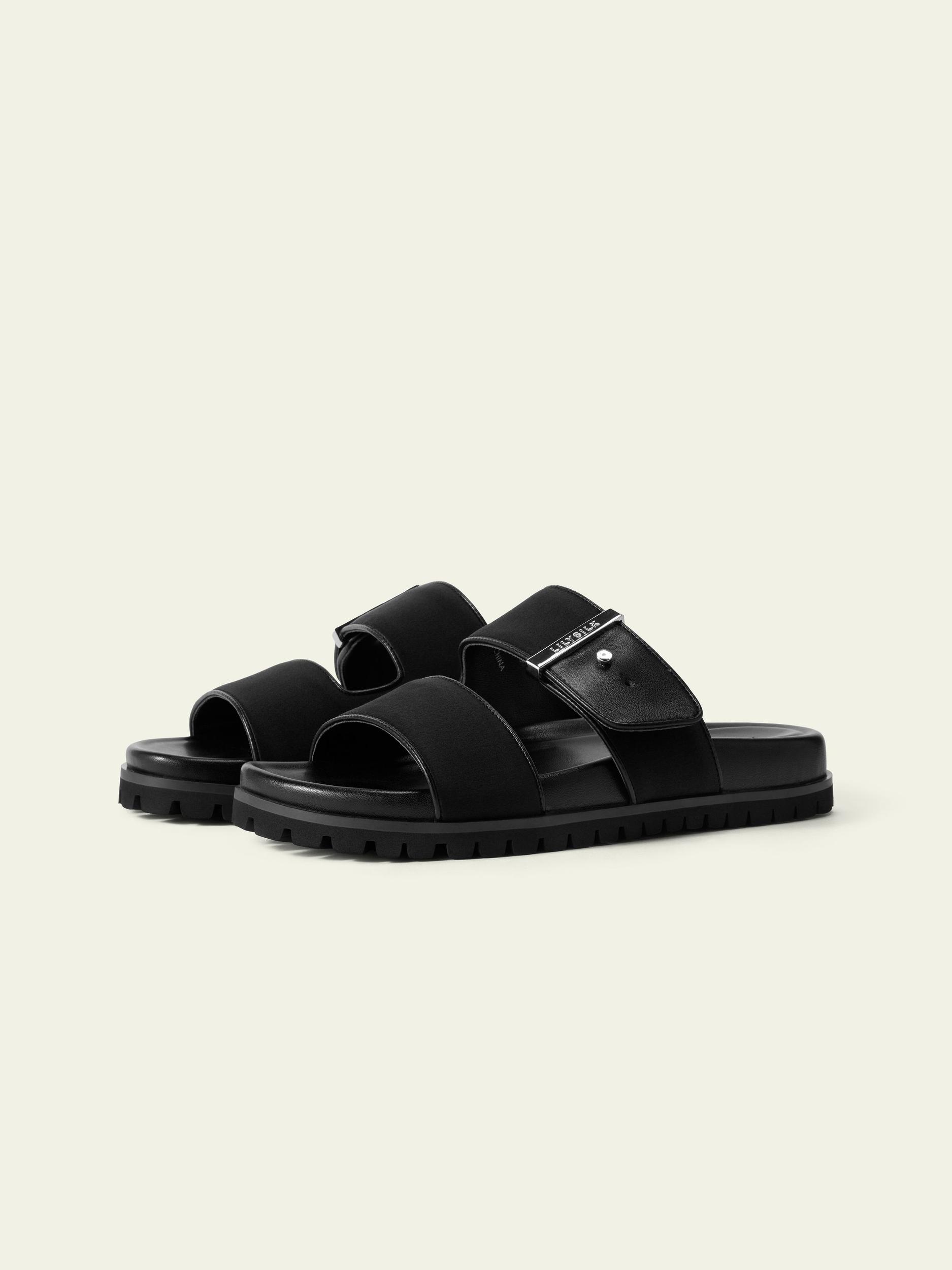 Silk Charmeuse Double-Strap Flat Sandals Product Image