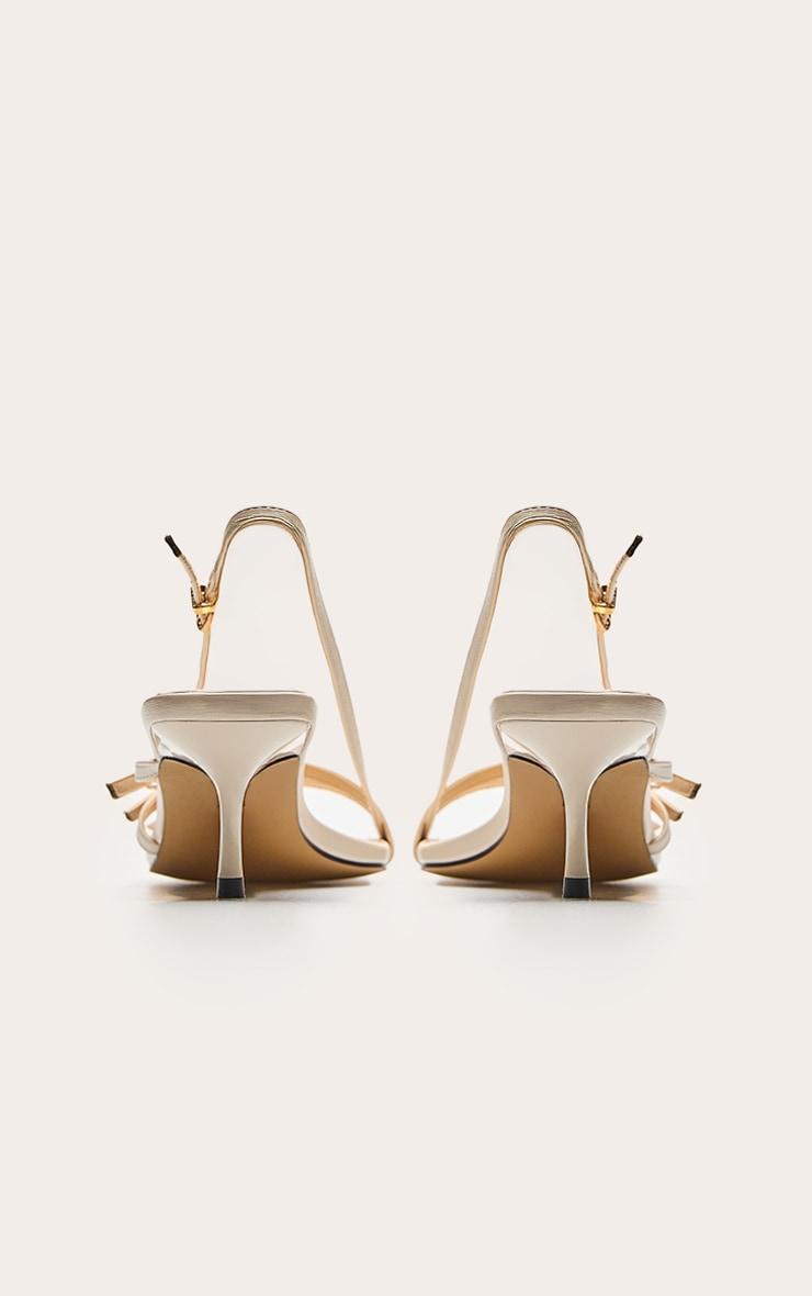 Cream Wide Fit Patent Pu Point Toe Multi Buckle Low Heeled Sandals Product Image