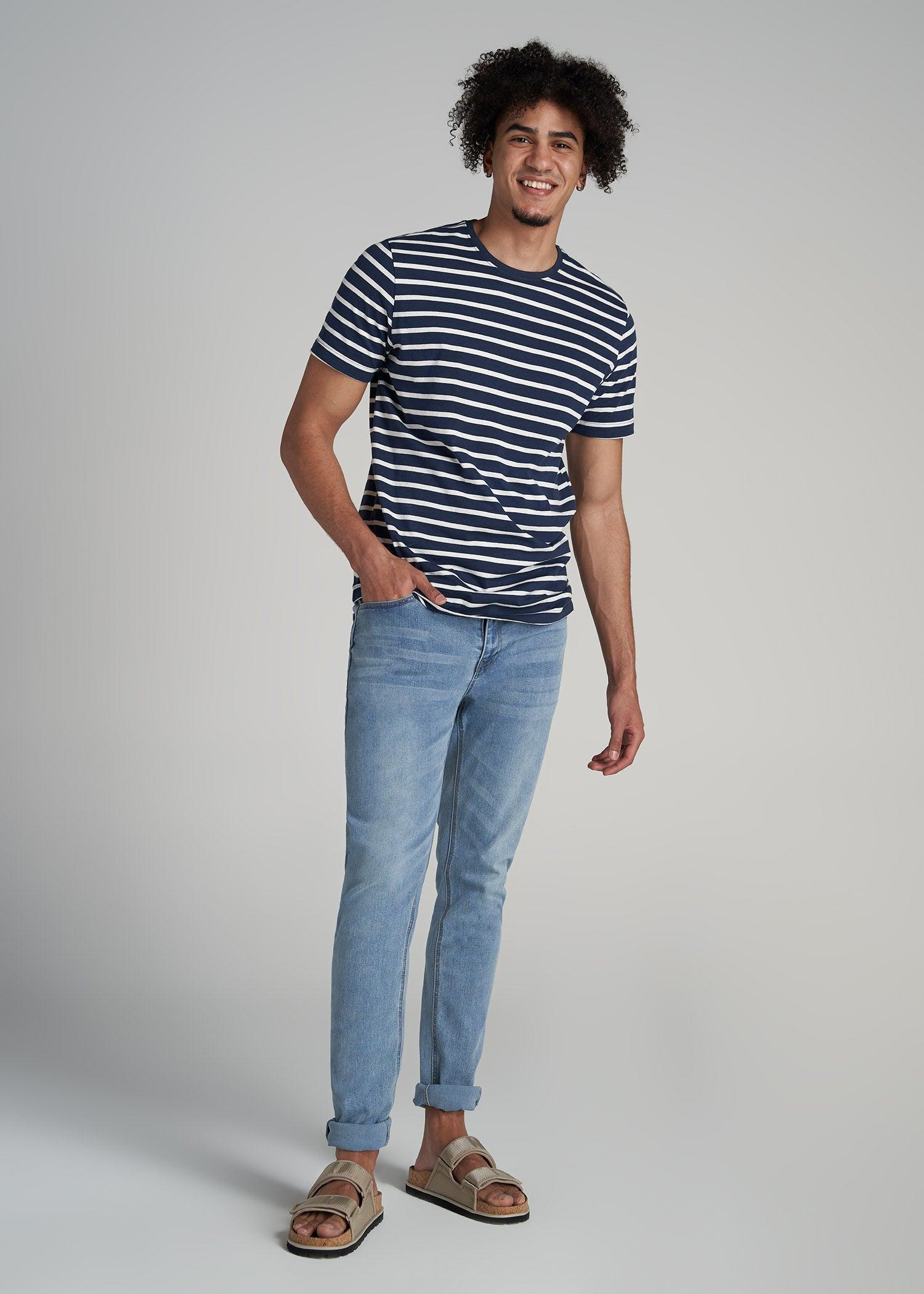 REGULAR-FIT Striped Tee for Tall Men in Navy And White Male Product Image