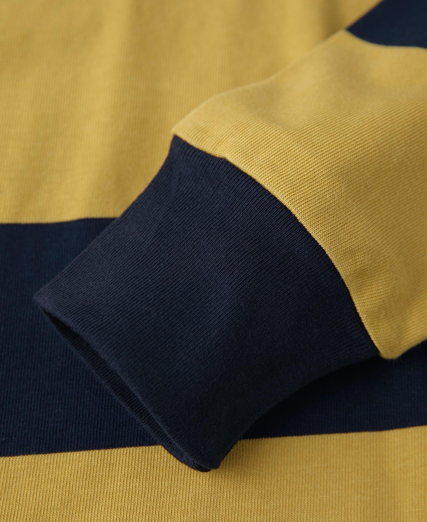 Classic Fit Striped Jersey Rugby Shirt - Yellow/Navy Product Image