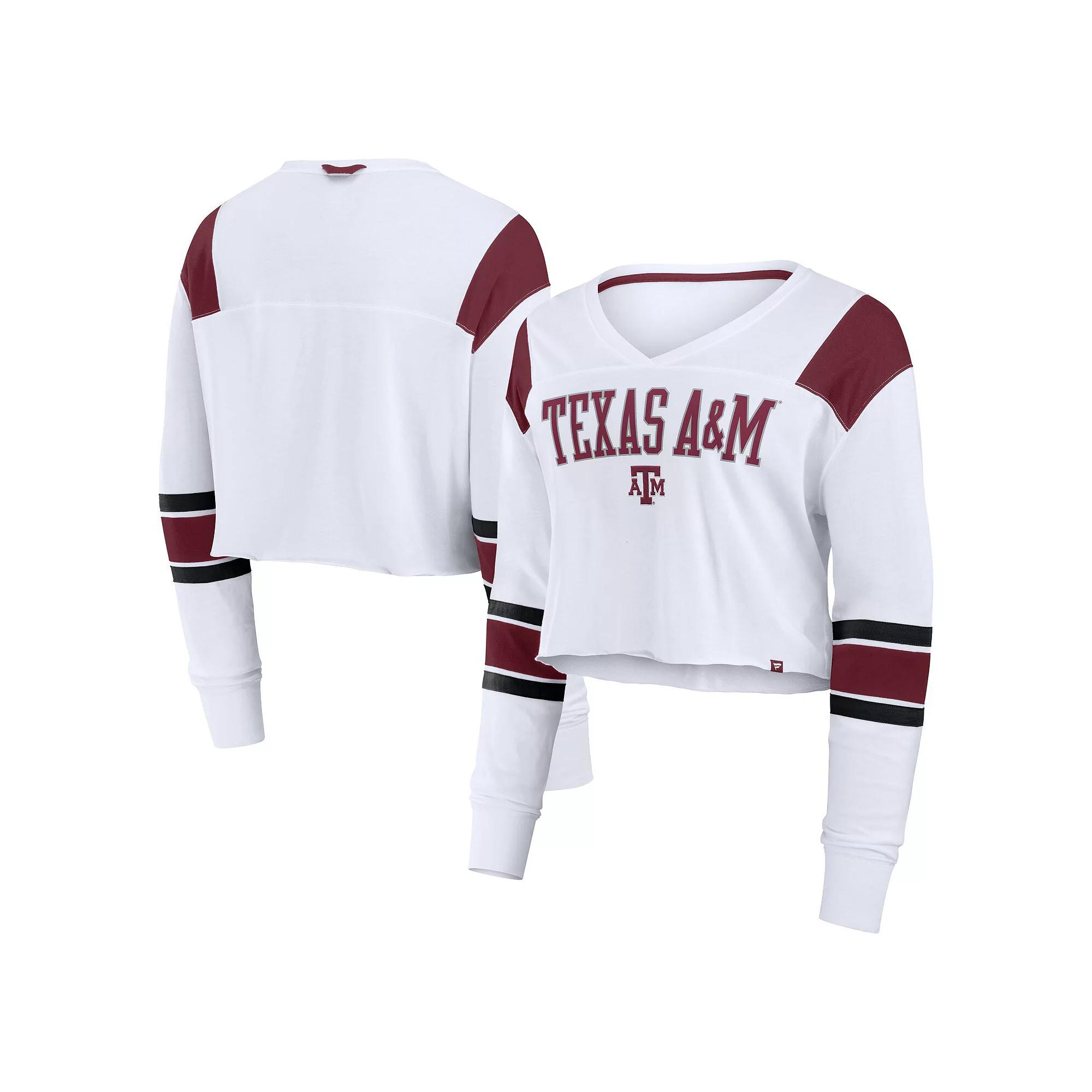 Women's Fanatics White Kentucky Wildcats Training Camp Cropped Long Sleeve V-Neck Fashion Top,  Product Image