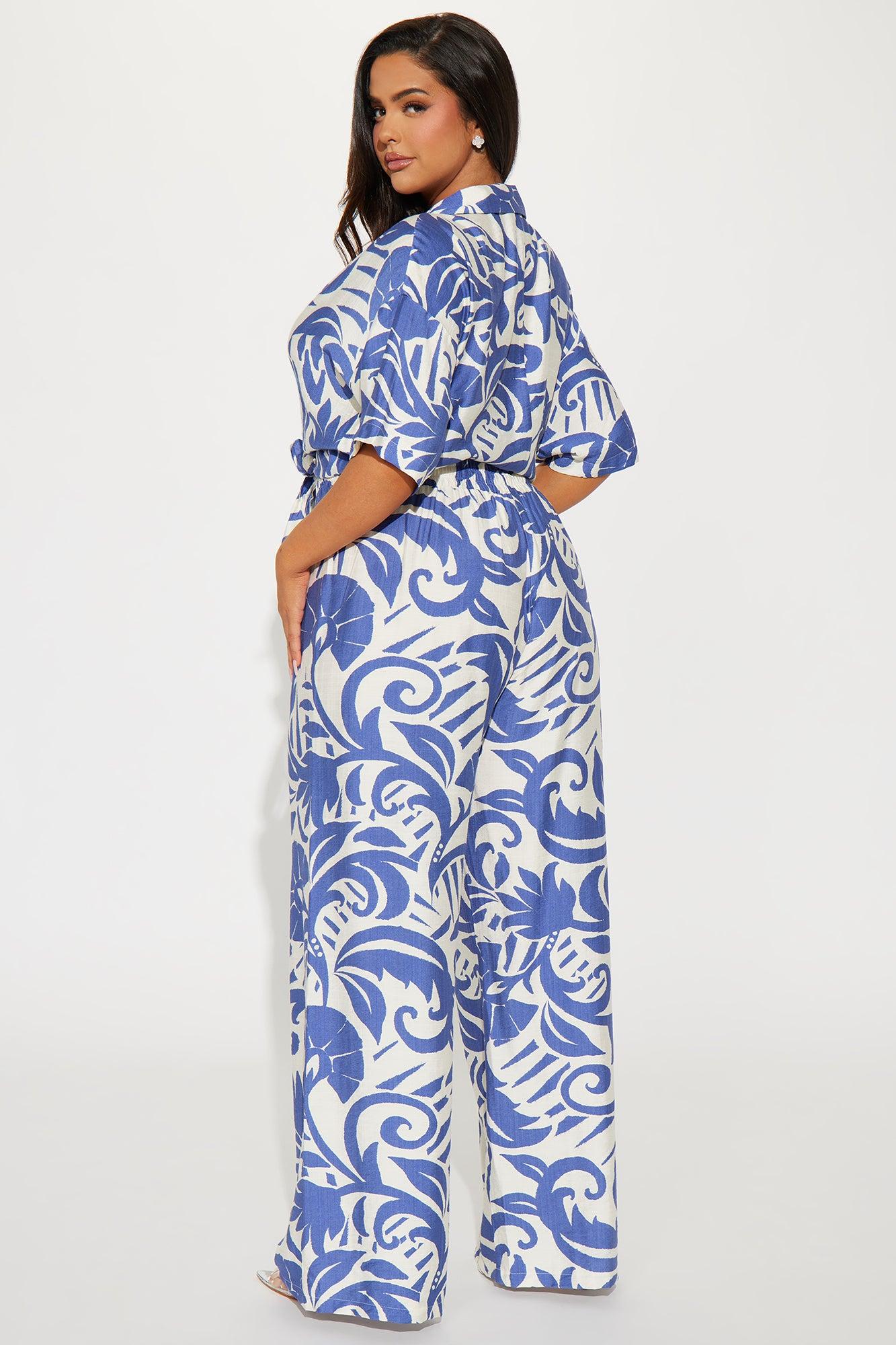 Mykonos Linen Pant Set - Blue/combo Product Image