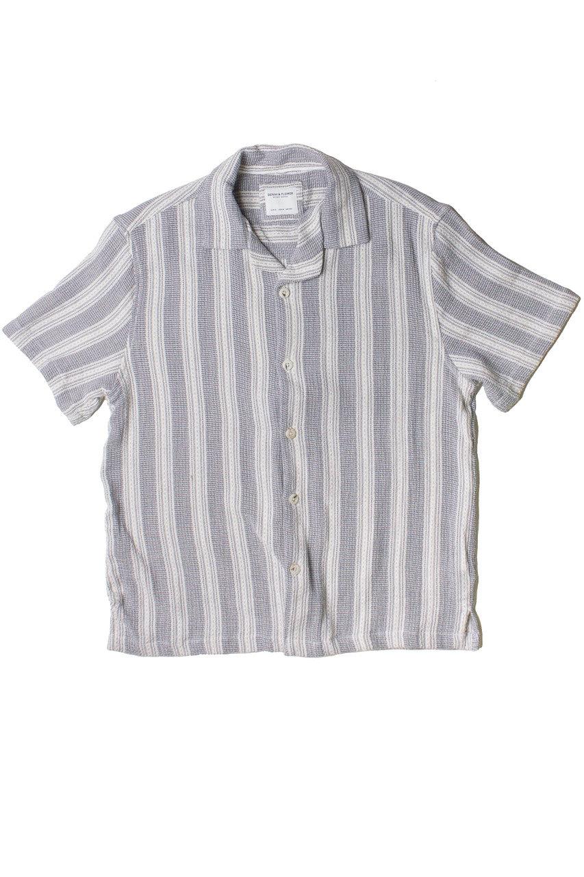 Misty Gray Striped Textured Button Up Shirt Product Image