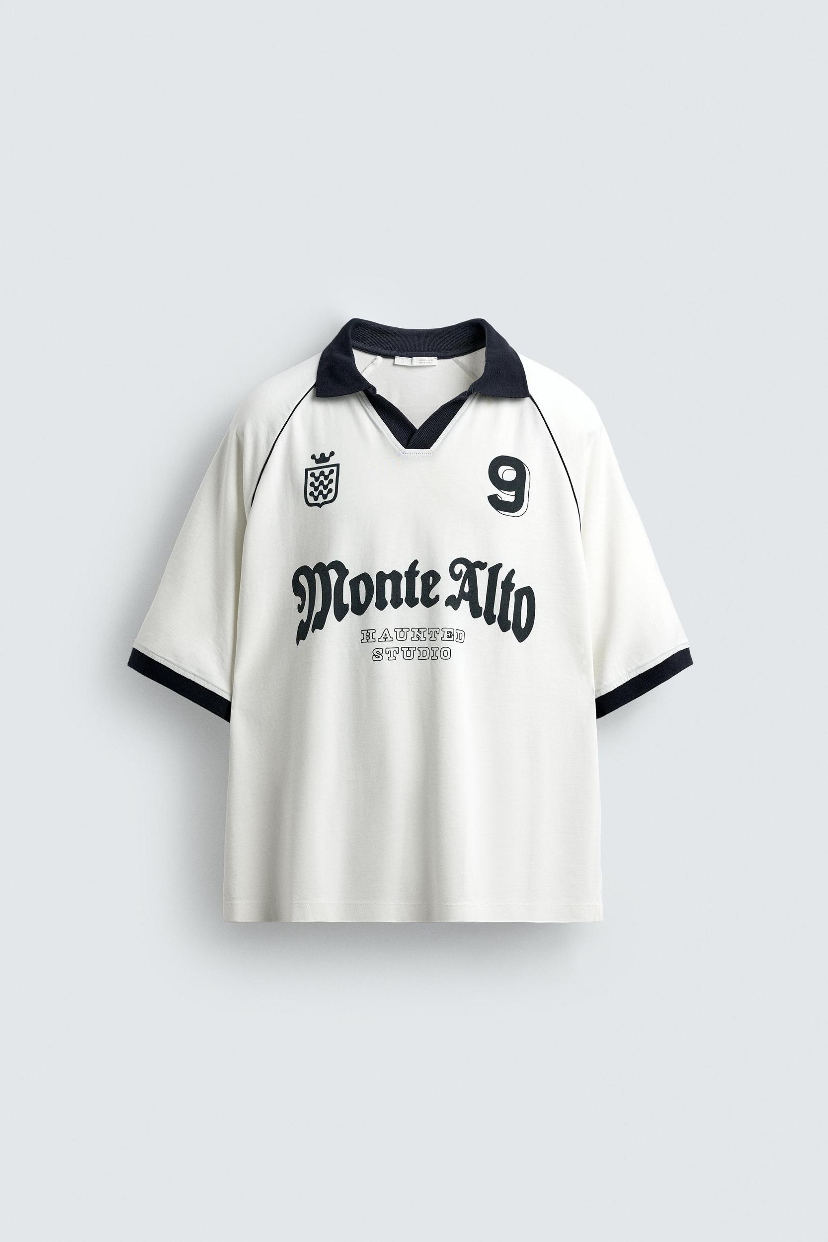 RETRO FOOTBALL PRINT POLO SHIRT Product Image