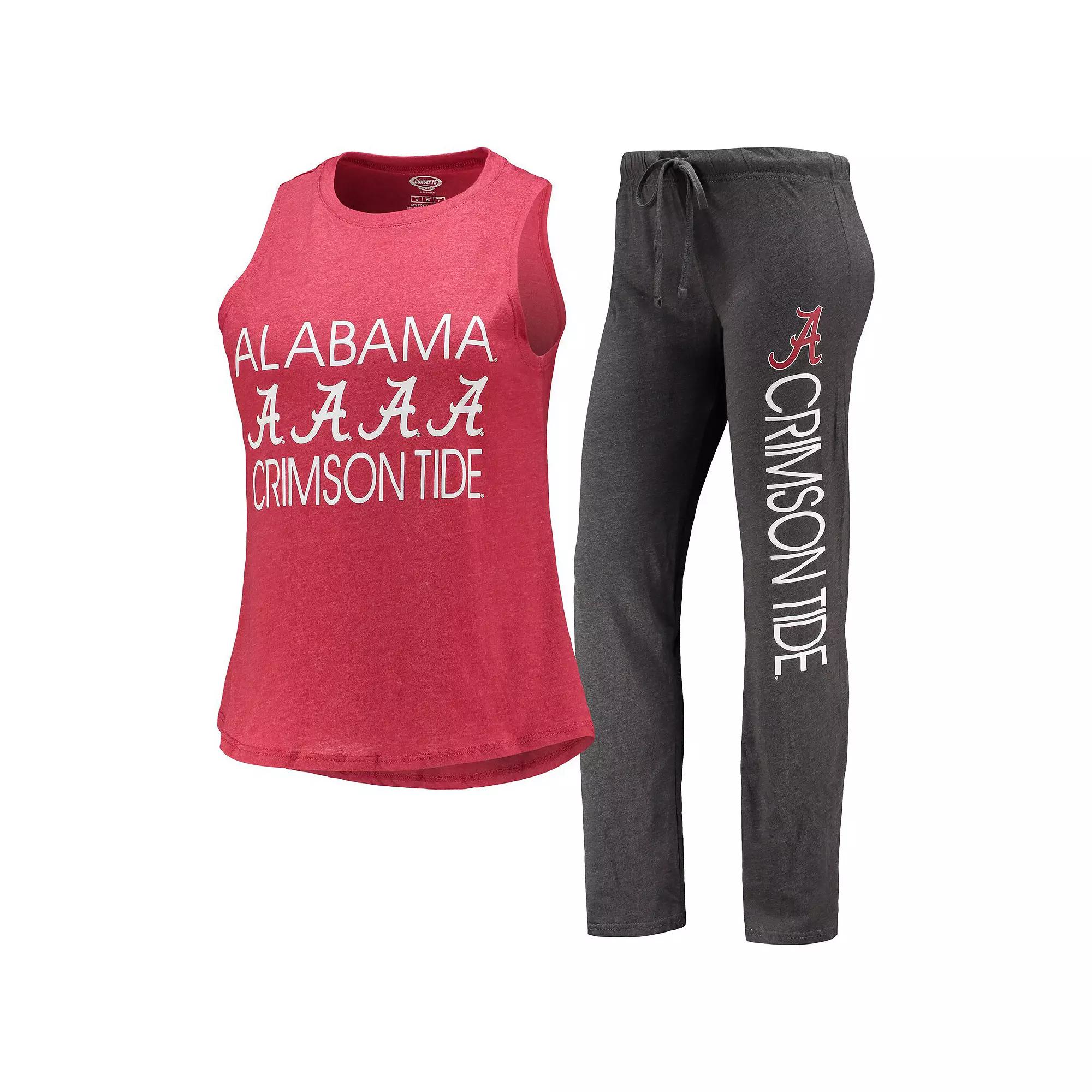 Women's Concepts Sport Charcoal/Crimson Alabama Crimson Tide Tank Top & Pants Sleep Set, Size: Medium Product Image