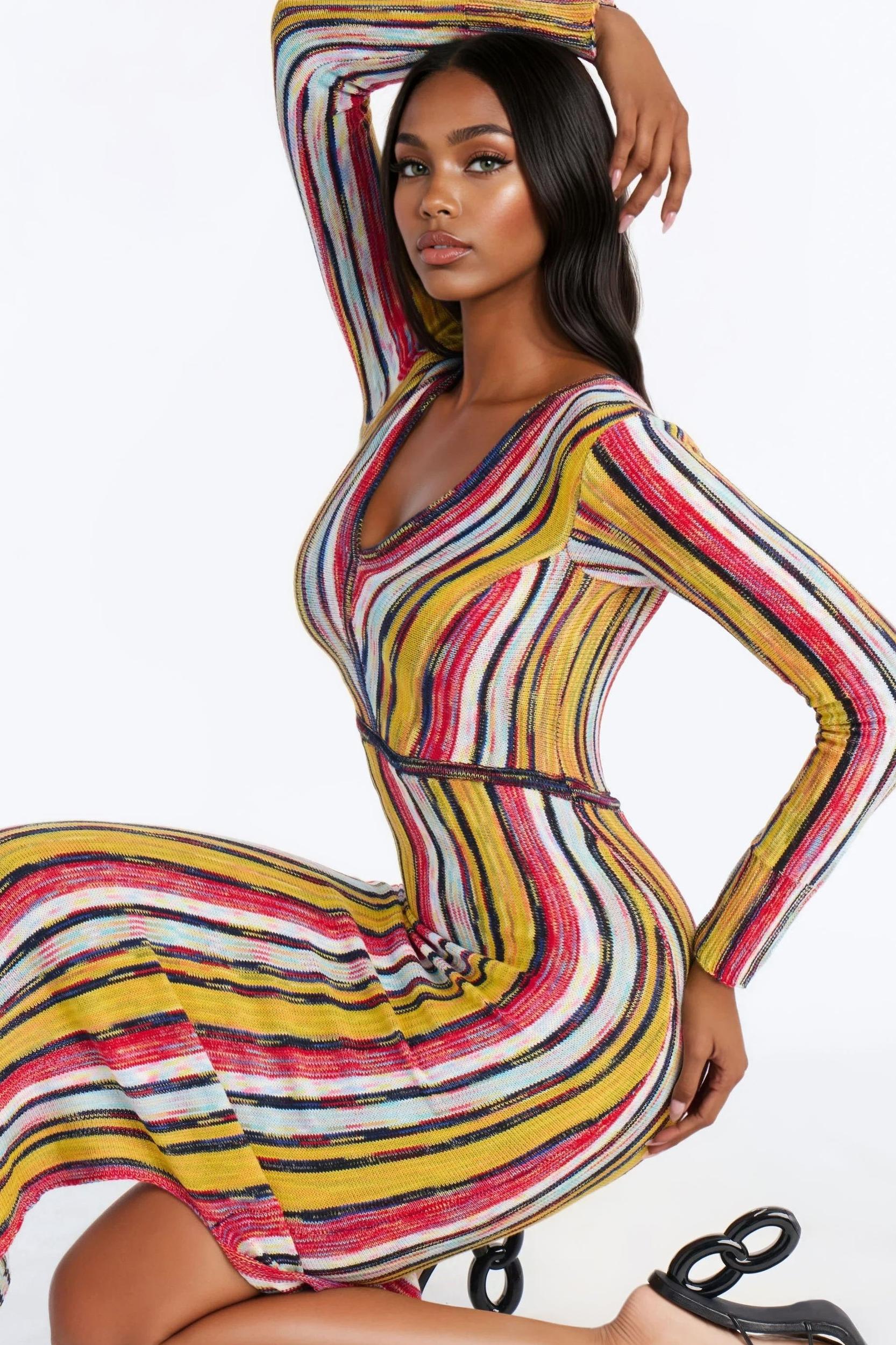 Natural Glow Sweater Maxi Dress - Yellow/combo Female Product Image