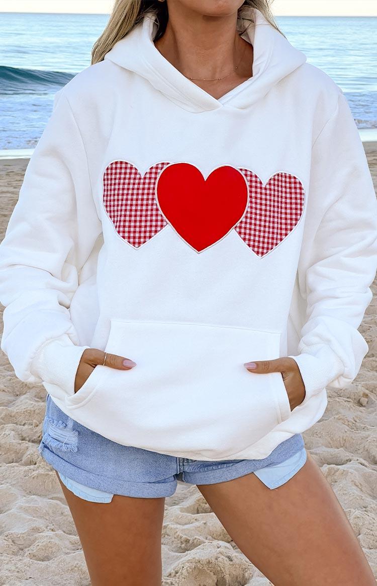 Beginning White And Red Heart Hoodie Product Image